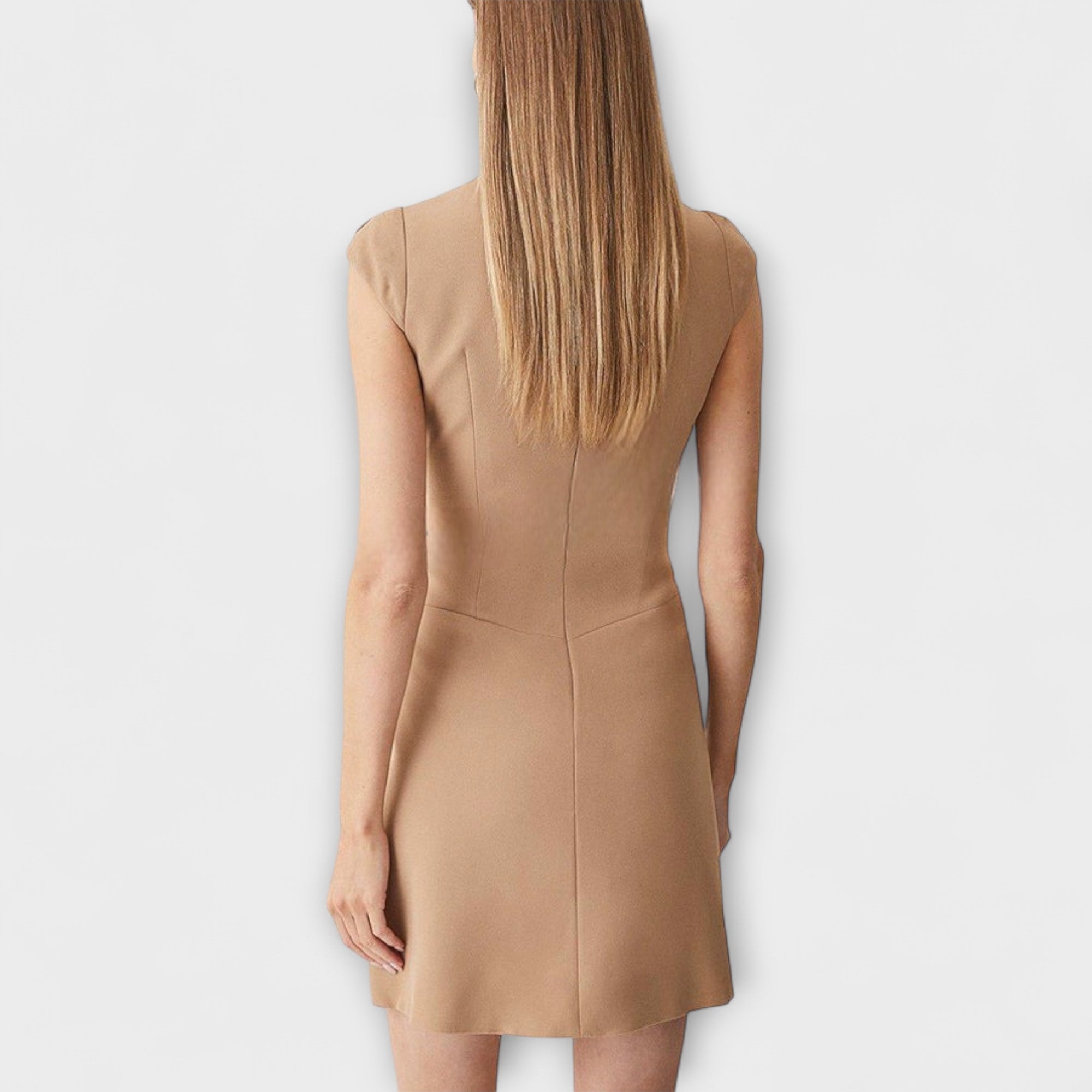 Elowen - Patchwork minidress inšpirované vojenským štýlom s vysokým golierom