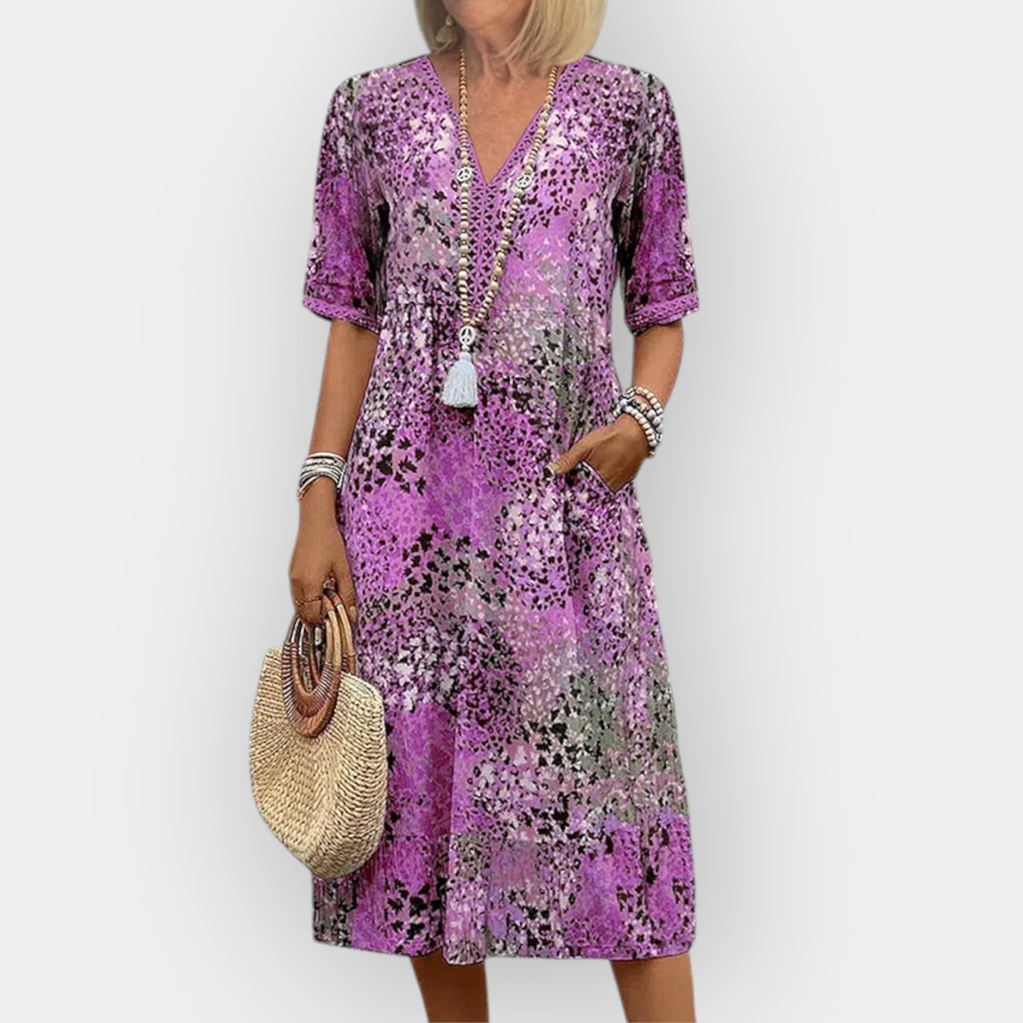 Rochie midi florală elegantă