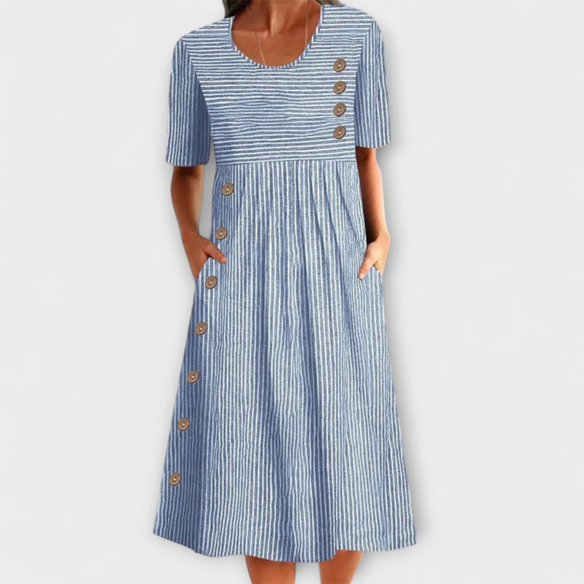 Striped Cotton Midi Dress