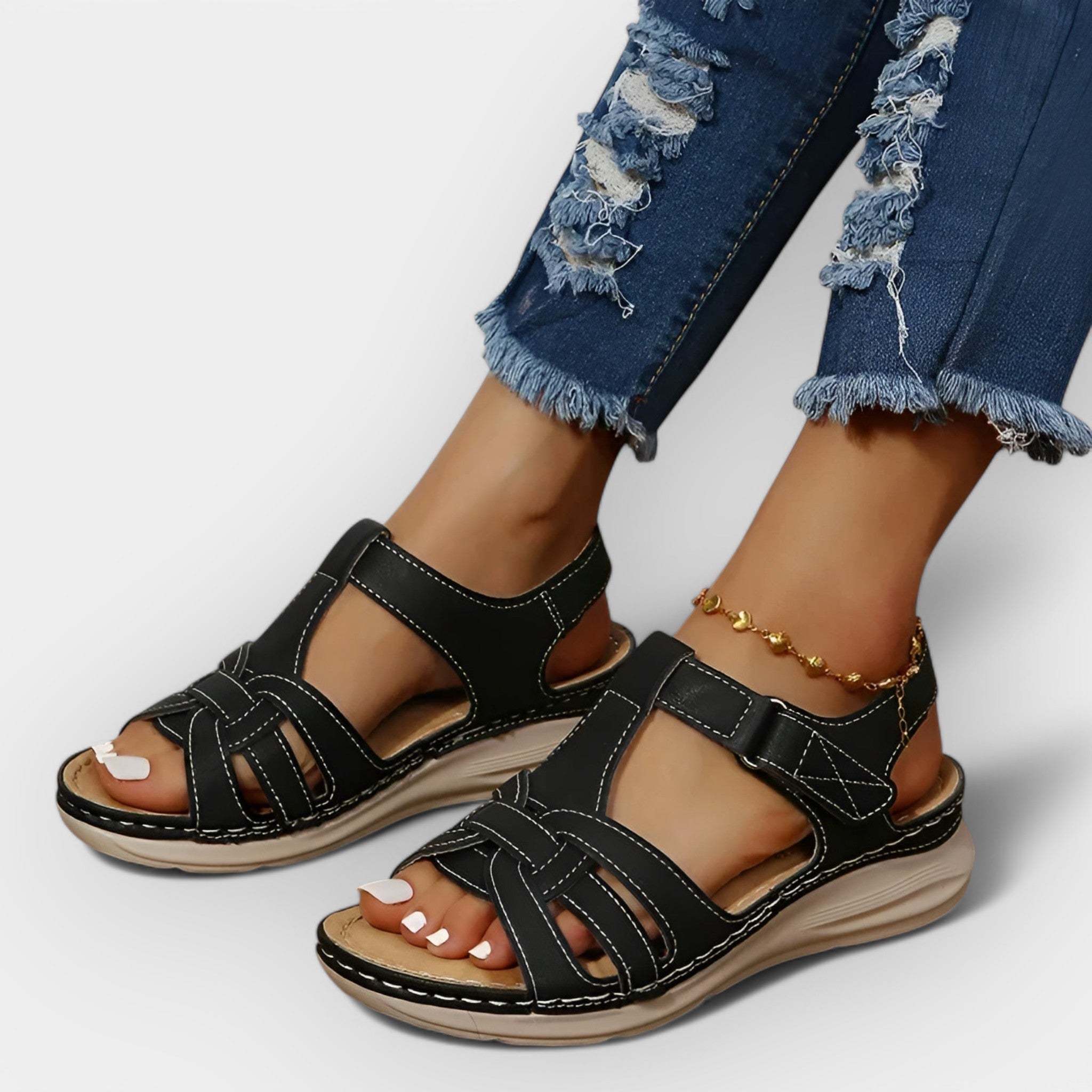 Sandale confortabile lucrate manual
