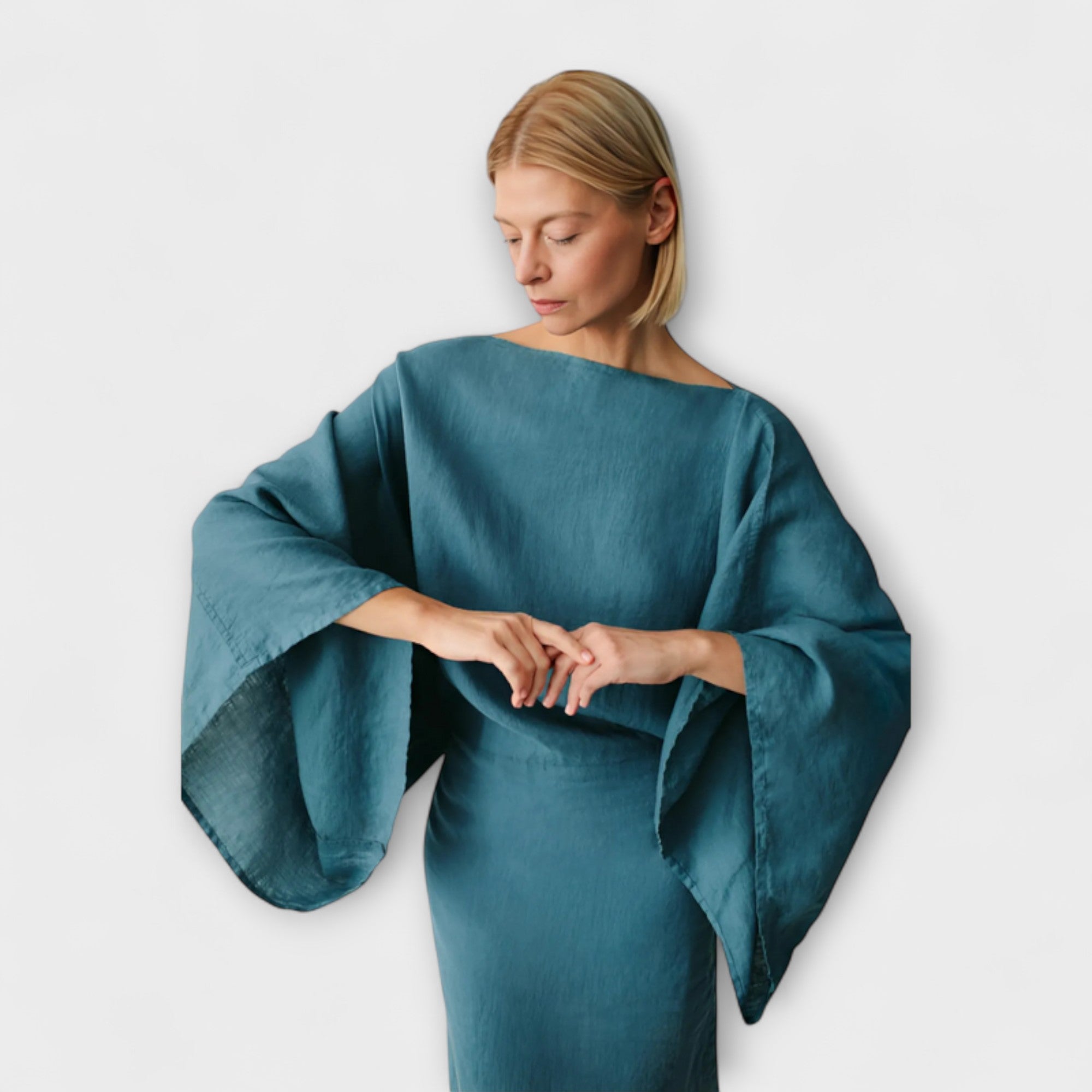 Dana - Kimono šaty z ľanu a bavlny