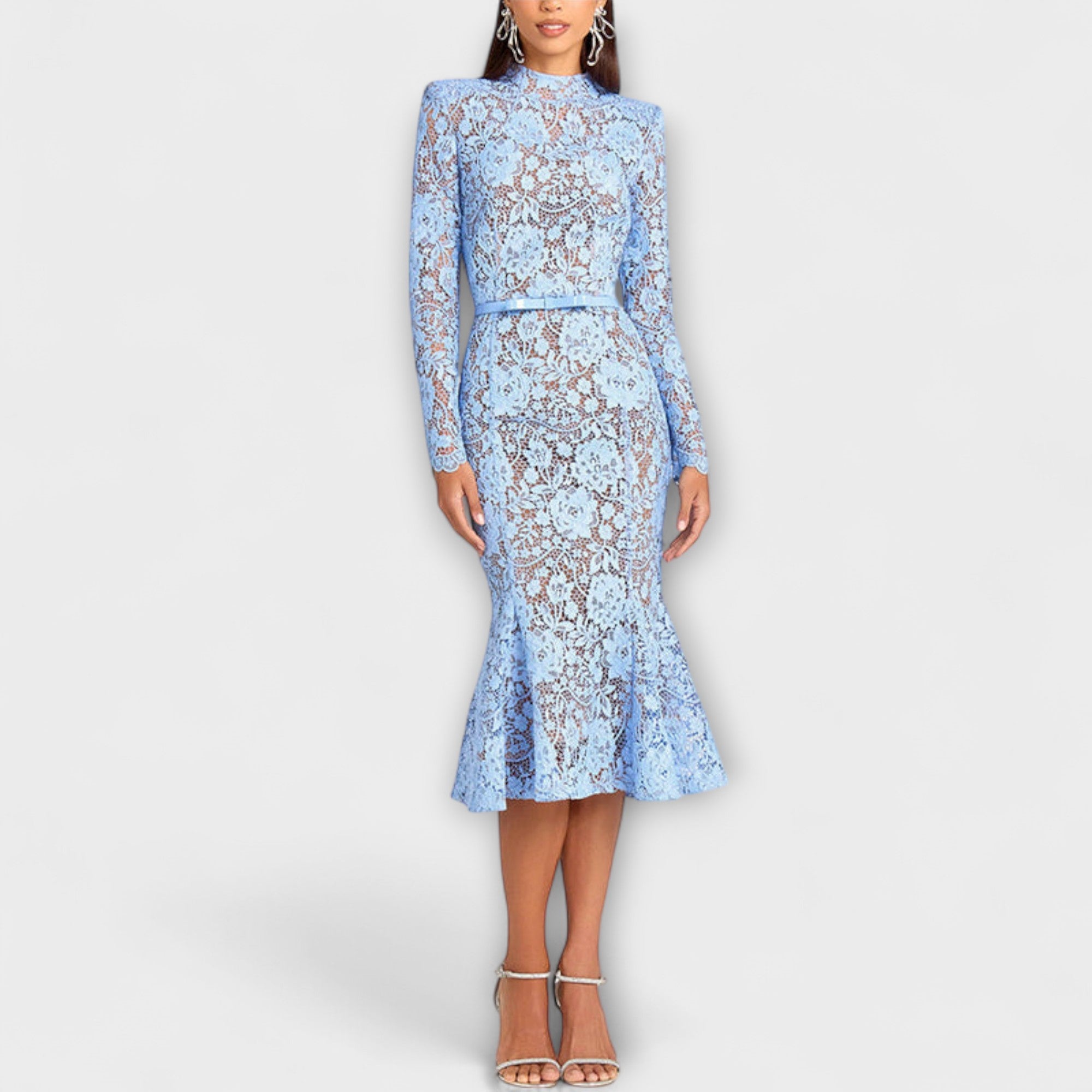 Freya - Elegantné midi šaty z kvetinovej čipky