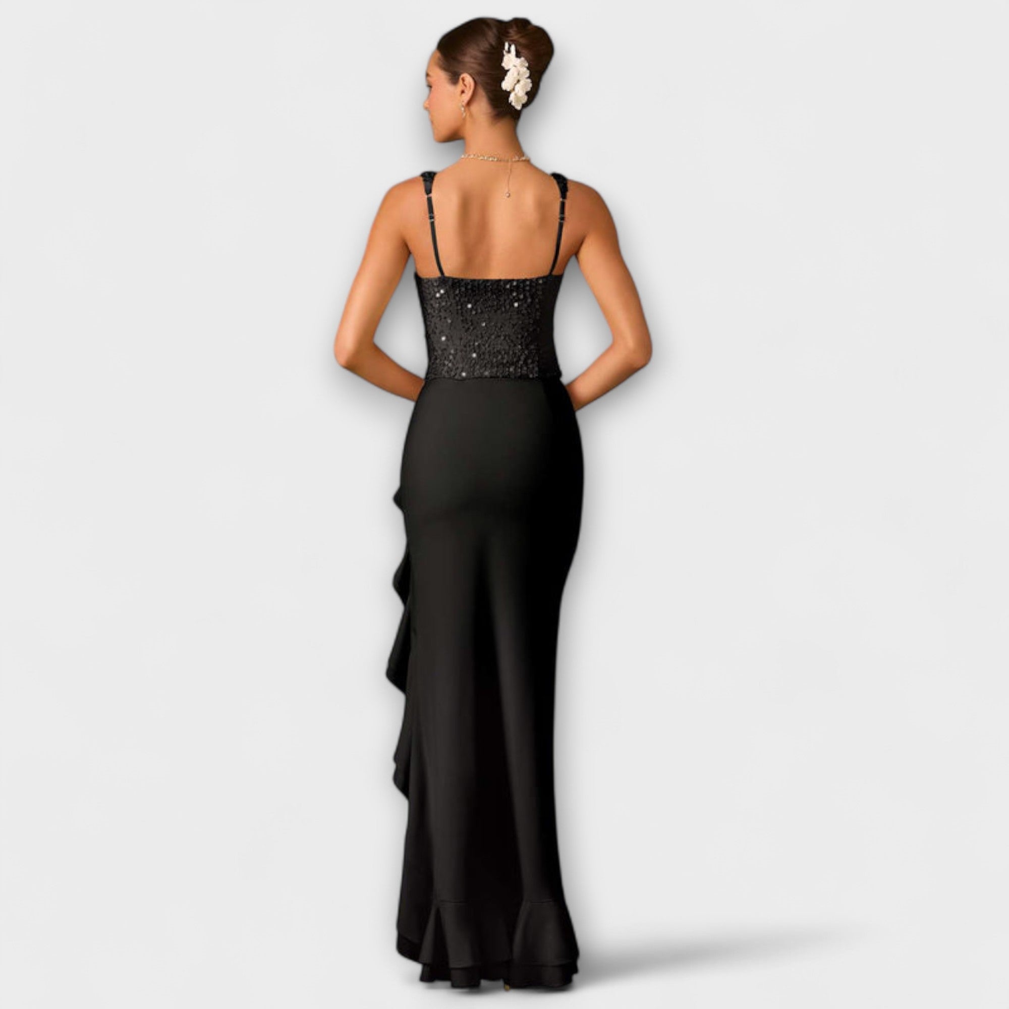 Natália – Satin Corset Ruffle Dress