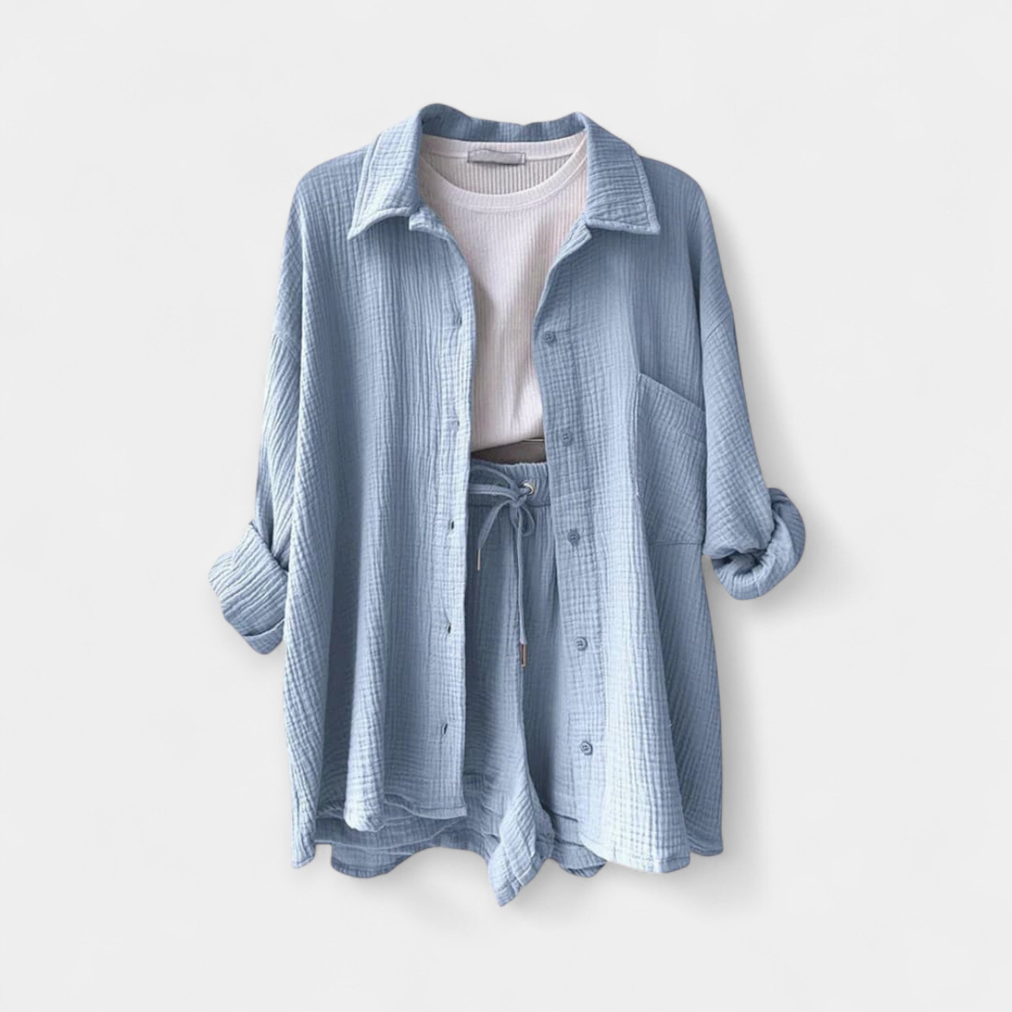 Set de vară în două culori – top și pantaloni scurți