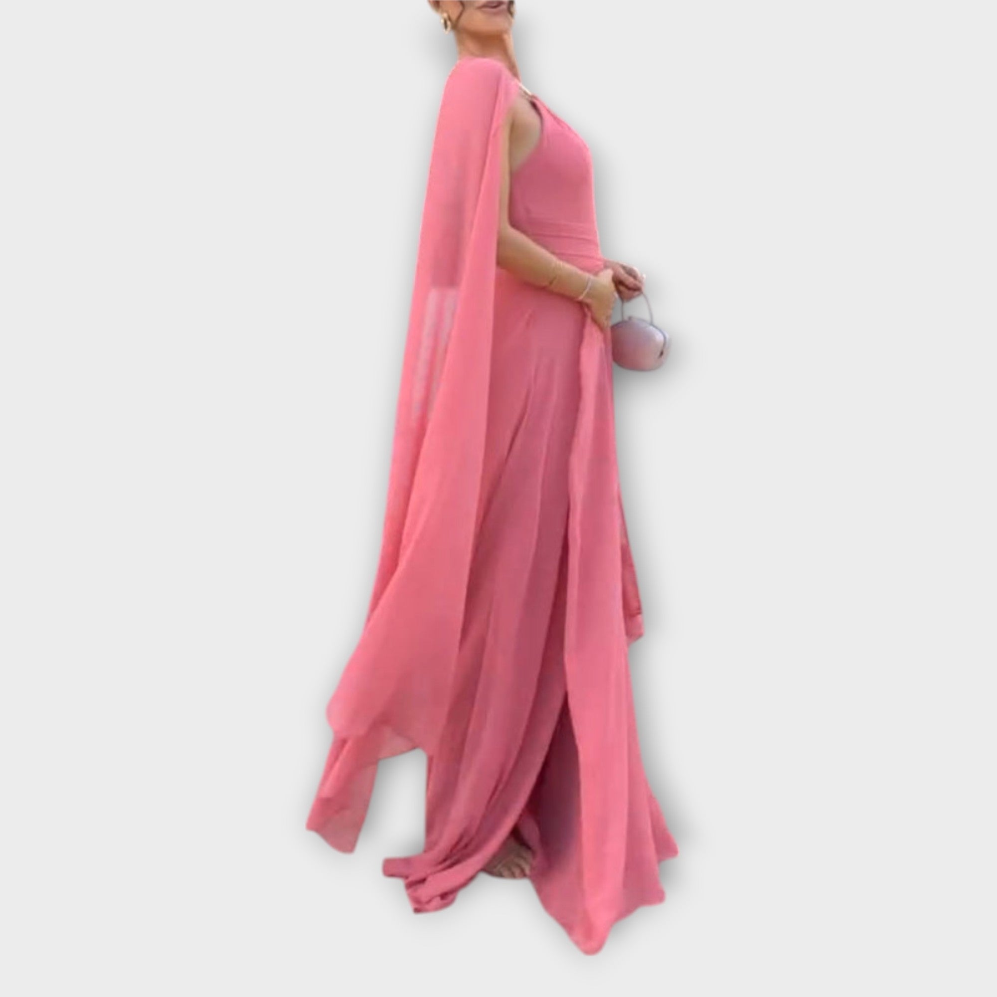 Mabel - Elegantné Maxikabát s rukávmi typu Cape a vysokým rozparkom