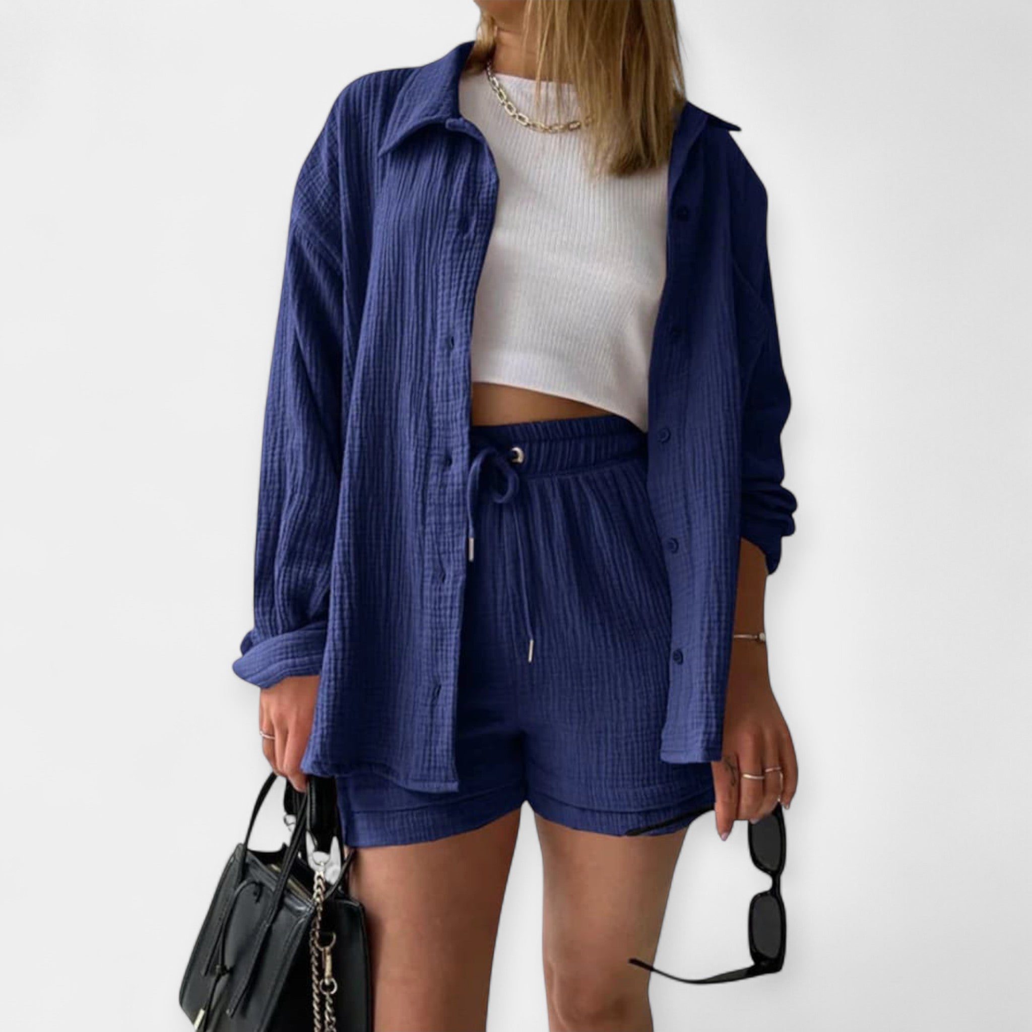 Set de vară în două culori – top și pantaloni scurți