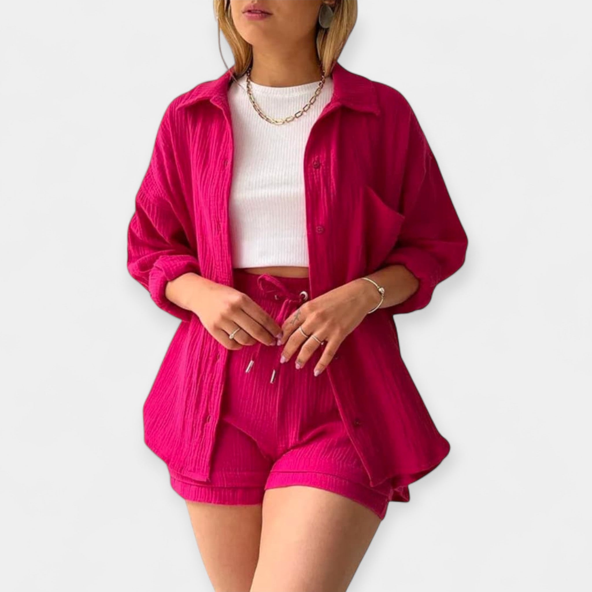 Set de vară în două culori – top și pantaloni scurți