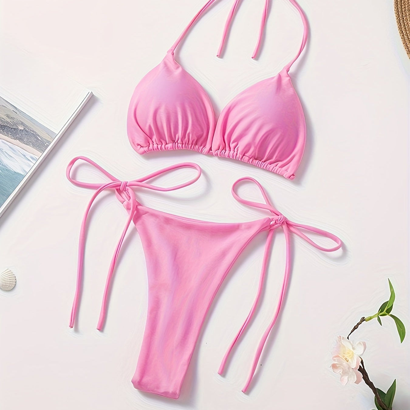 Bikini halter cu slip în formă de V