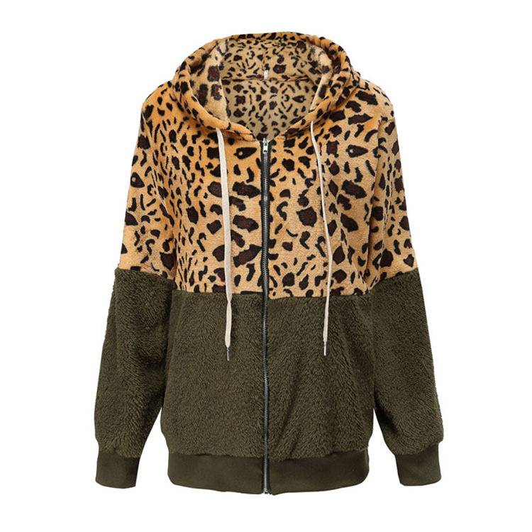 Lea - Fleecekapuzenpullover s leopardím dizajnom
