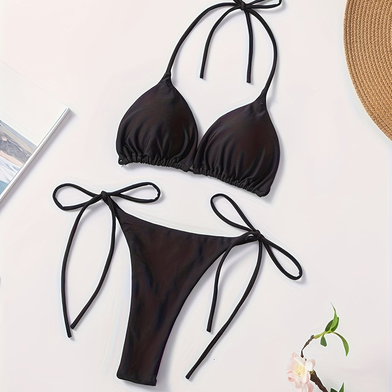 Bikini halter cu slip în formă de V