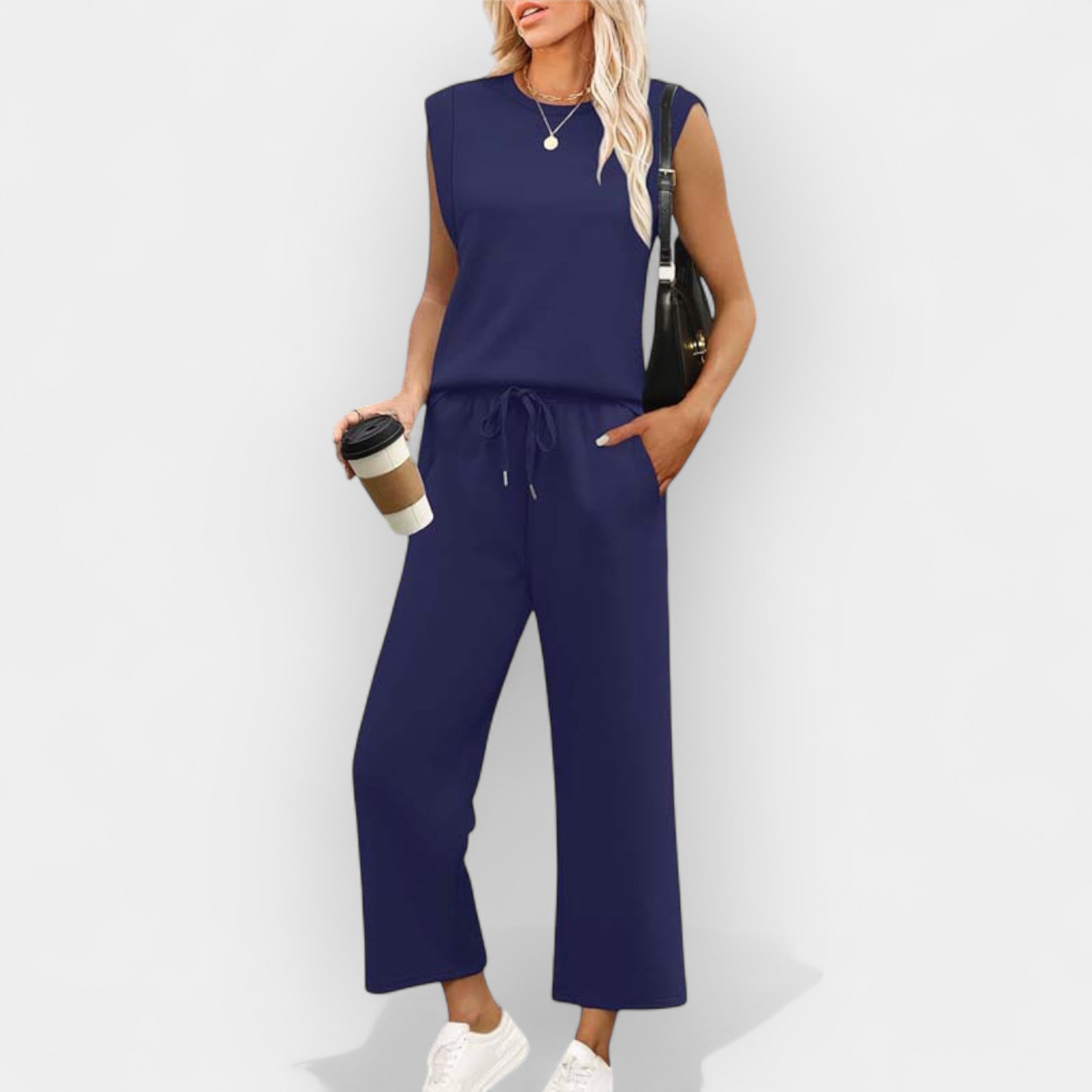 Set casual cu bluză și pantaloni lejeri