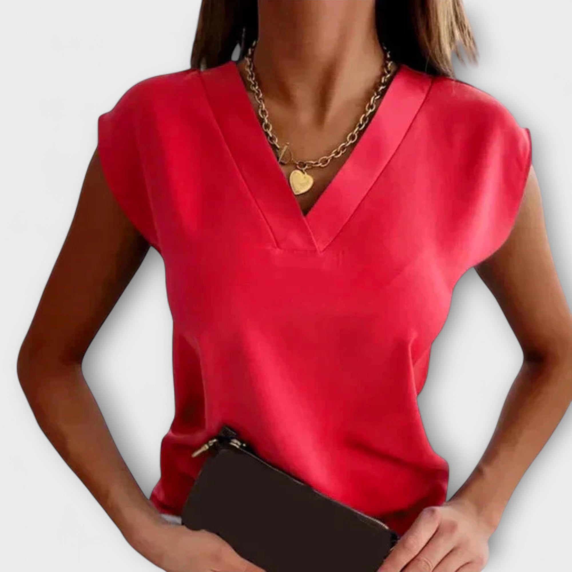 Women’s Summer T-Shirt with V-Neck and Loose Sleeves