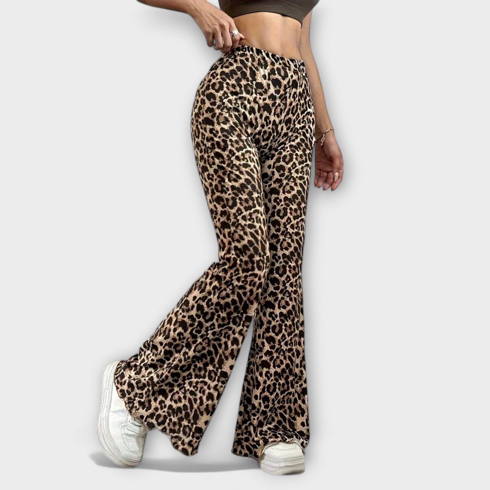 Leopard Bootcut Nohavice
