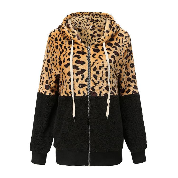 Lea - Fleecekapuzenpullover s leopardím dizajnom