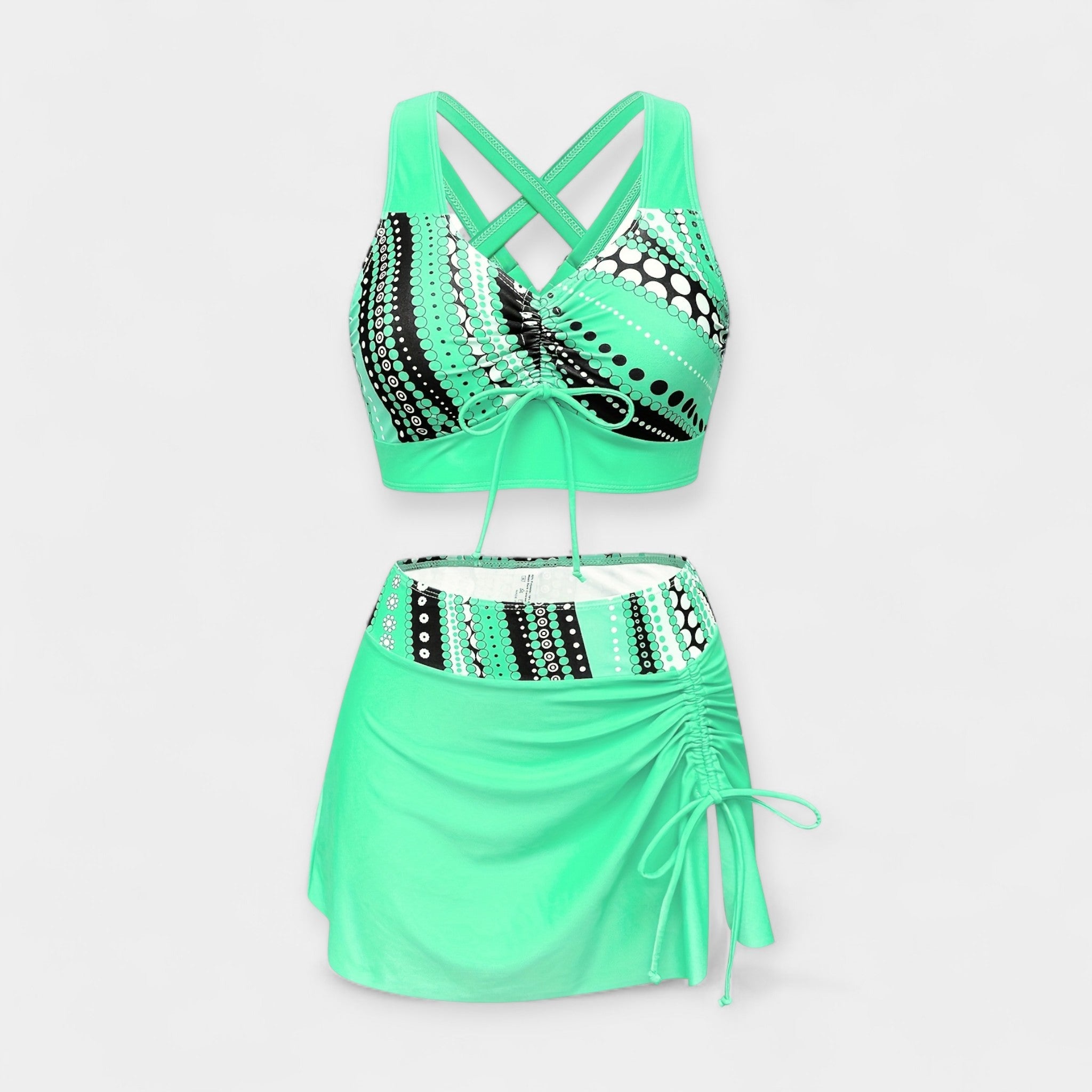 Set bikini cu fustă asortată de plajă