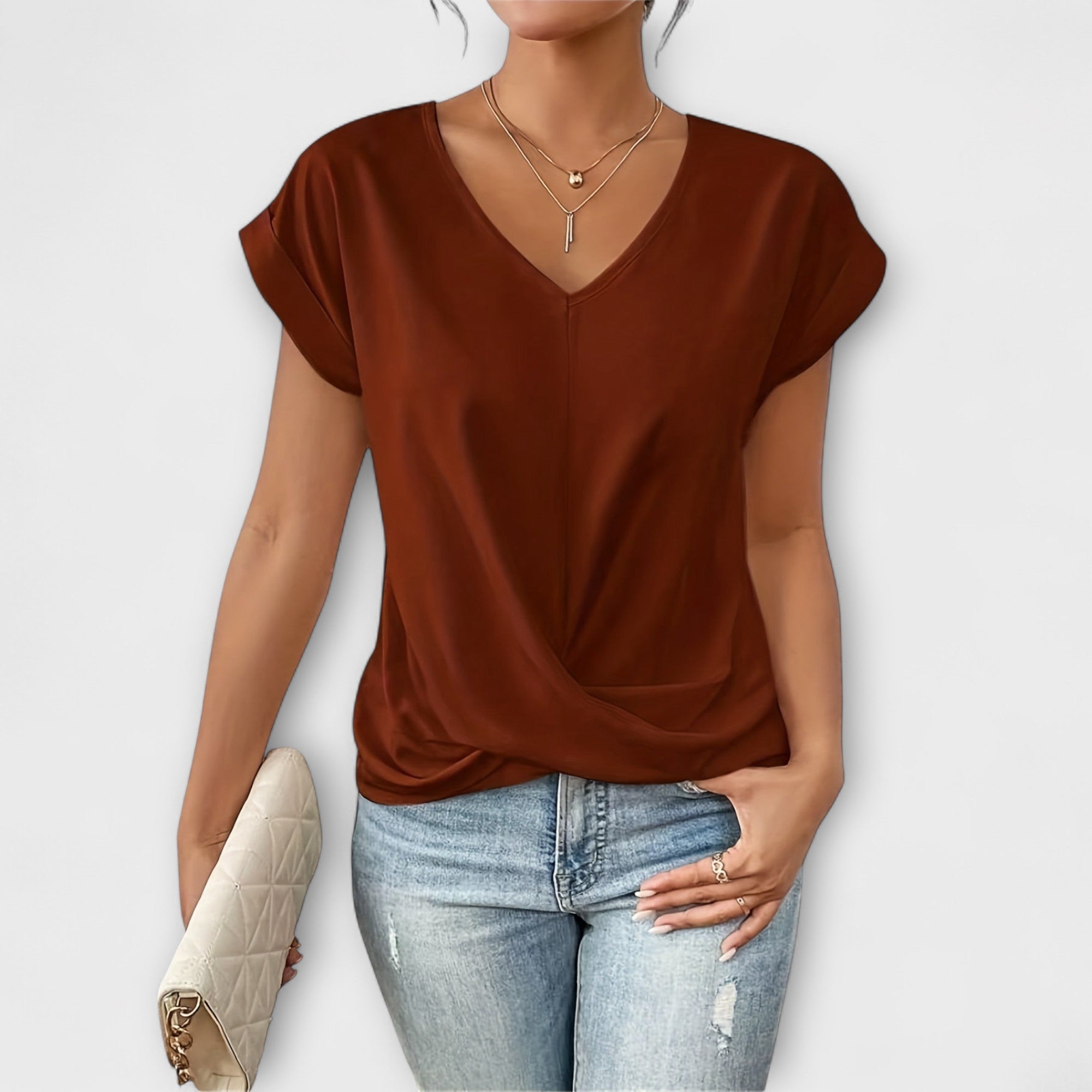 Eloise - Top s V-výstrihom a detailom gombíka