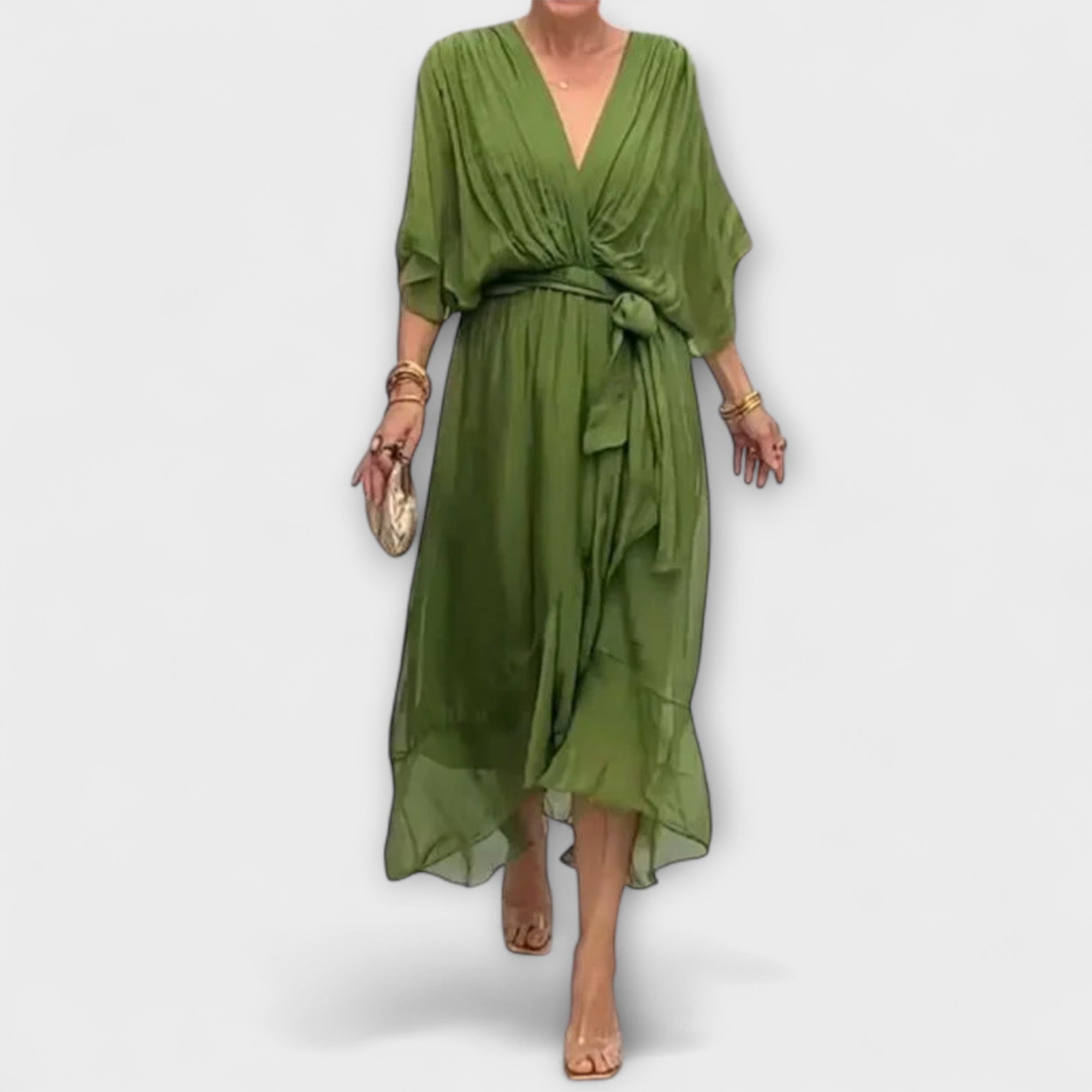 Chiffon Dress with V-Neck