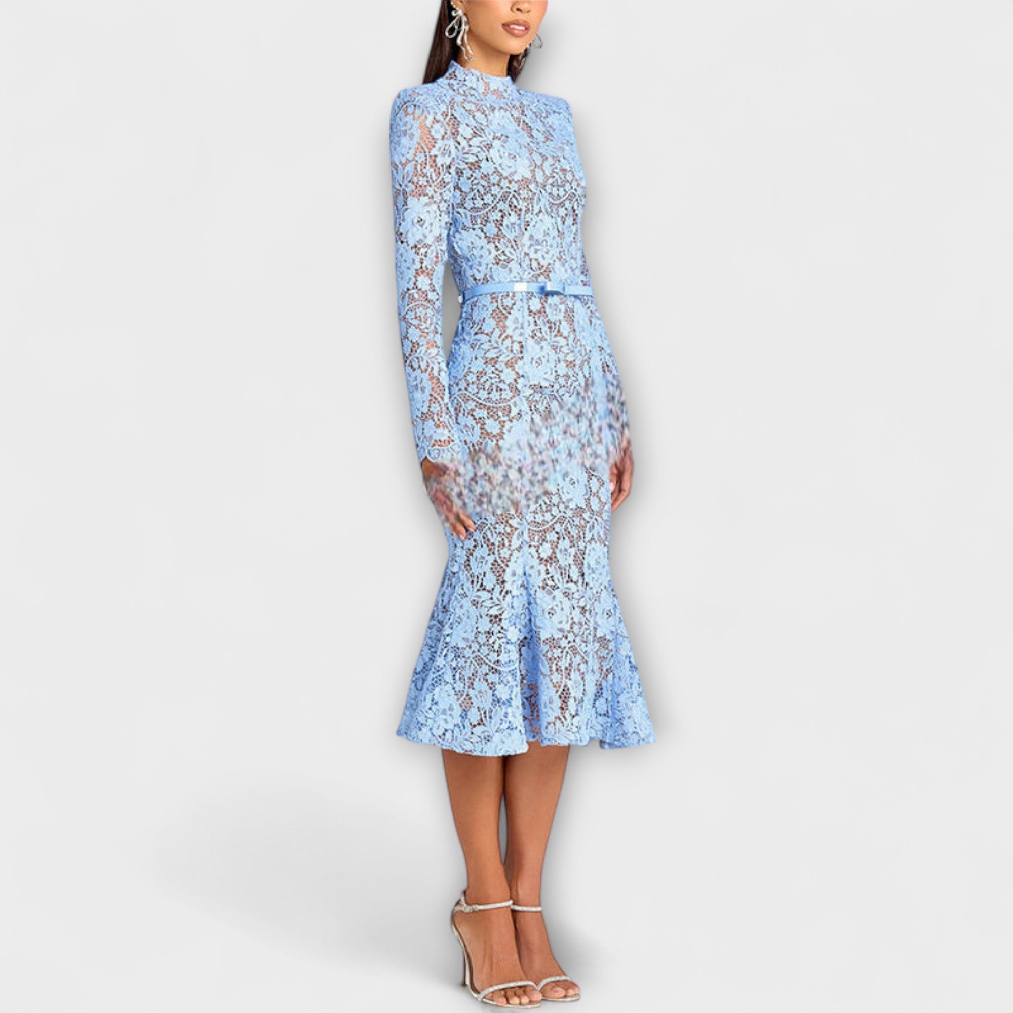 Freya - Elegantné midi šaty z kvetinovej čipky
