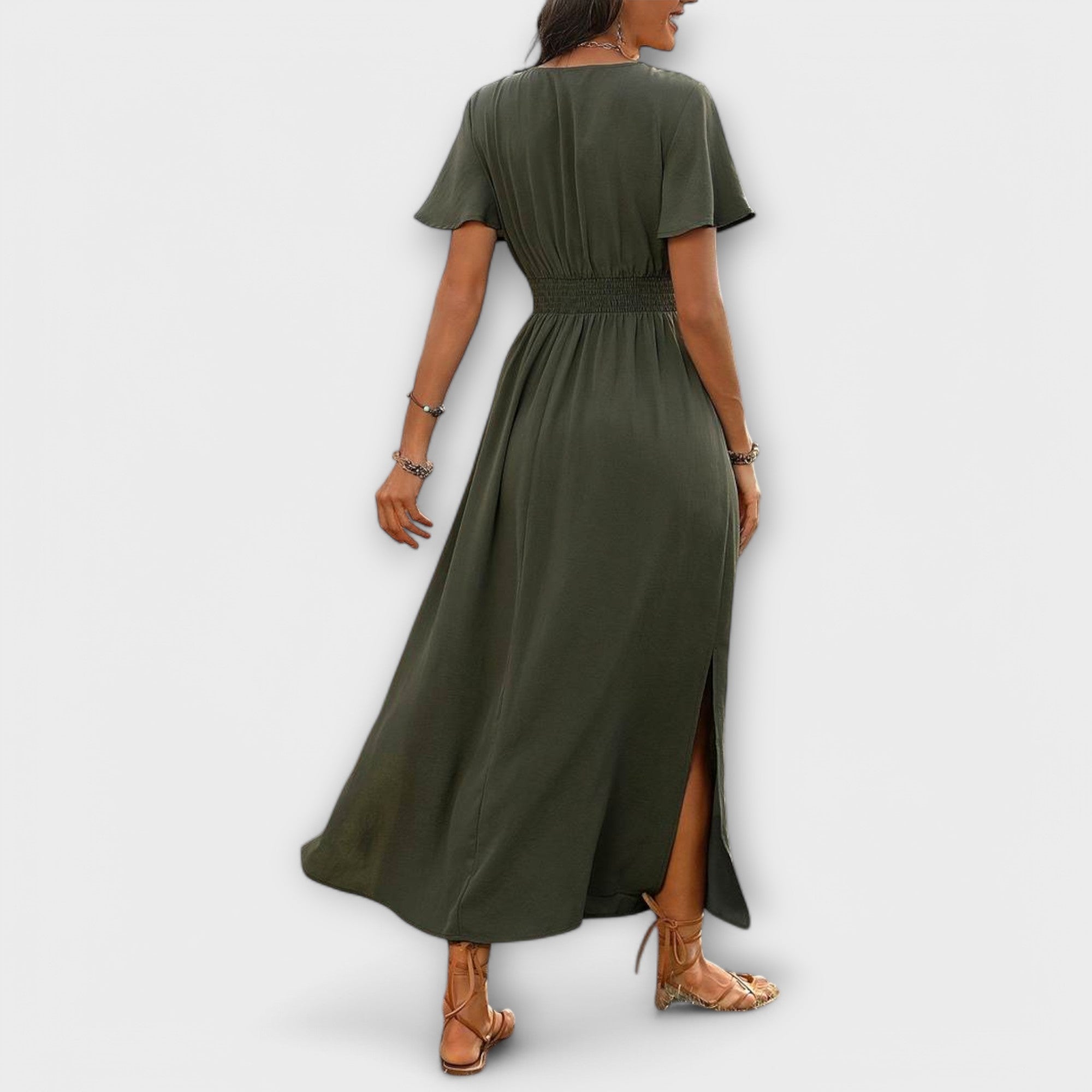 Heather - Elegantné Boho šaty s V-výstrihom a dlhými rukávmi
