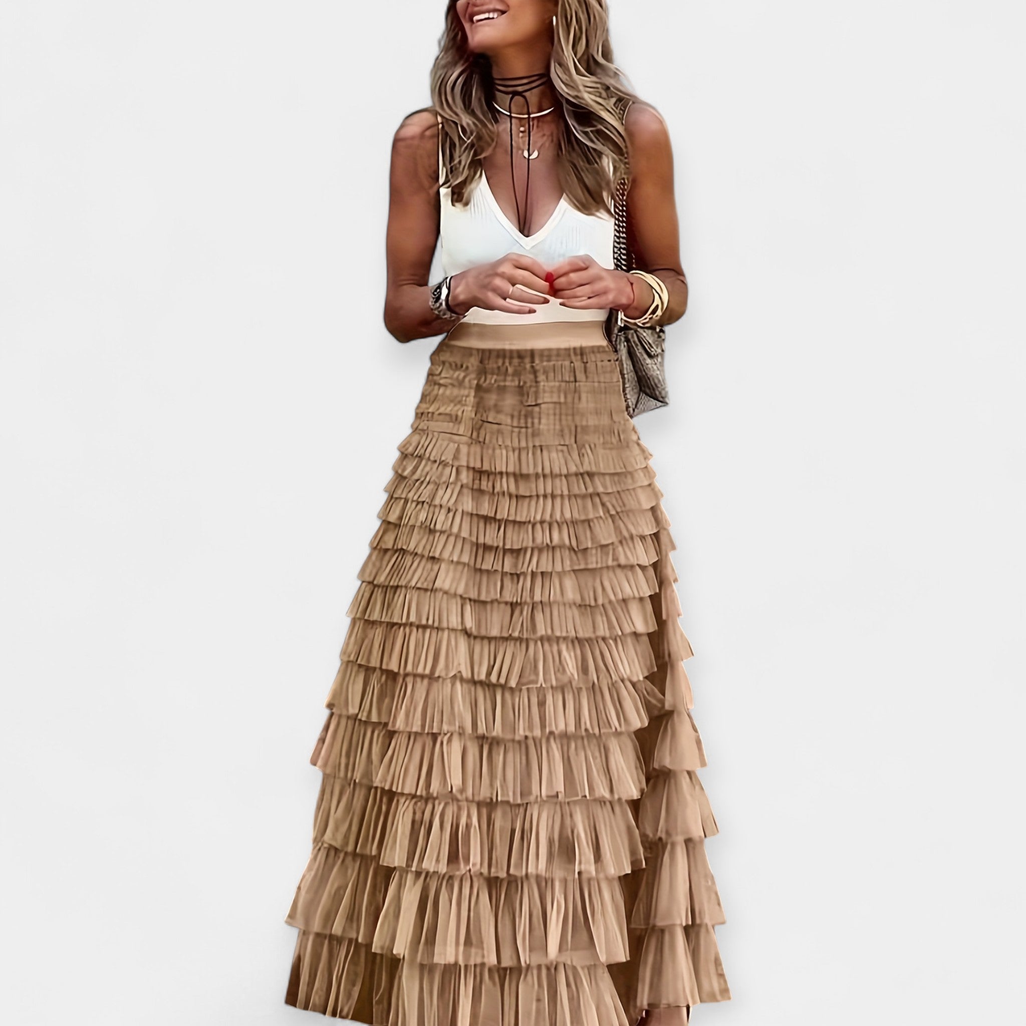 Fustă Boho cu Dantelă Fină la Tiv