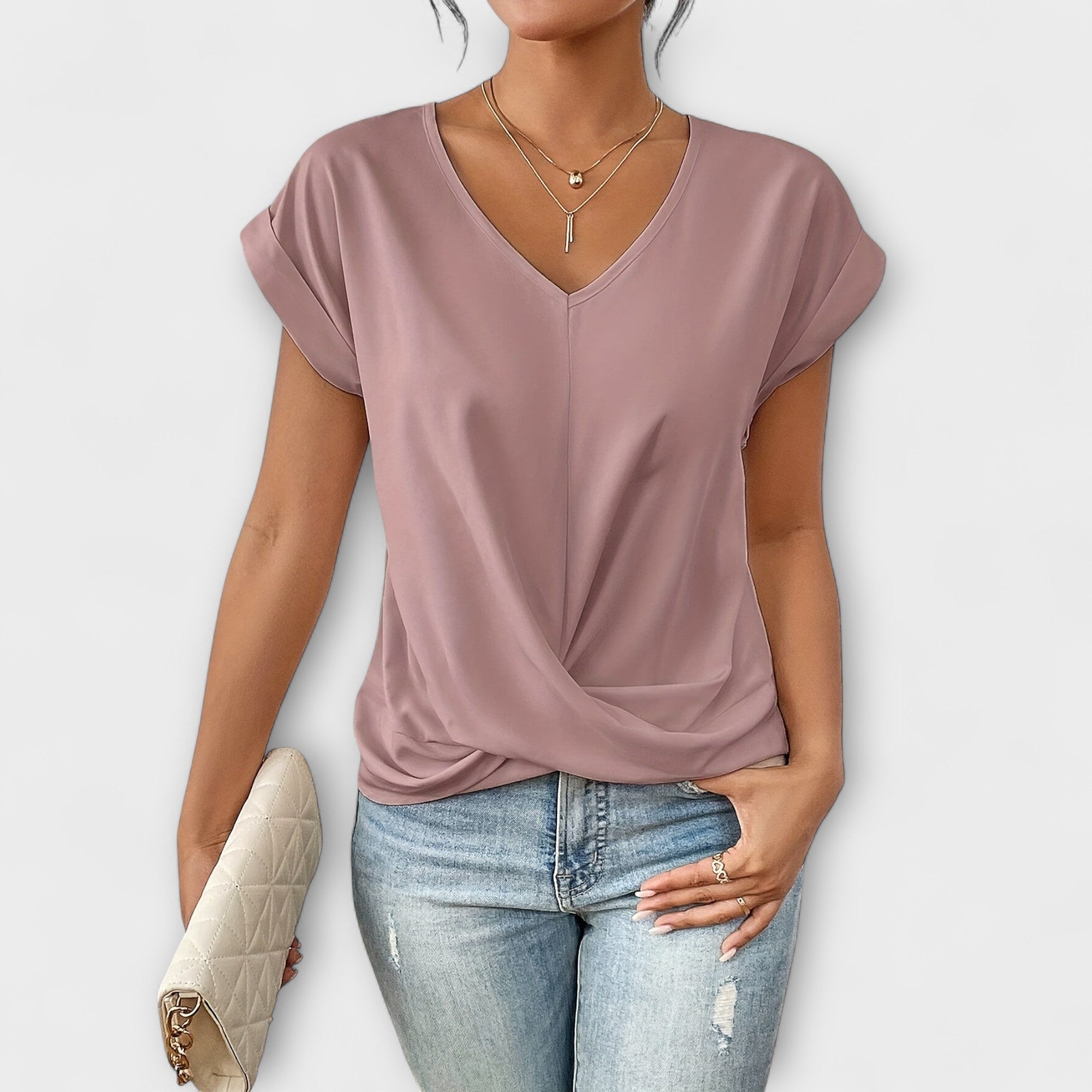 Eloise - Top s V-výstrihom a detailom gombíka