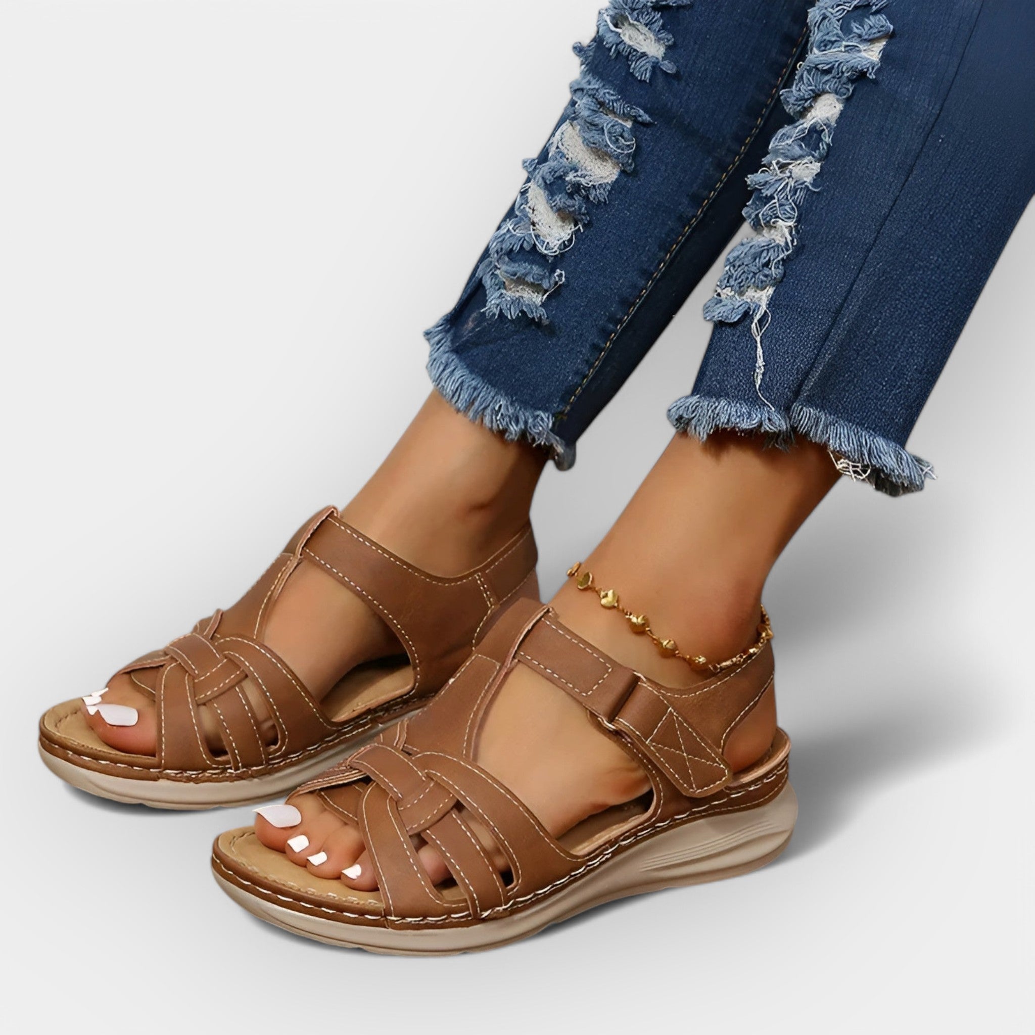 Sandale confortabile lucrate manual
