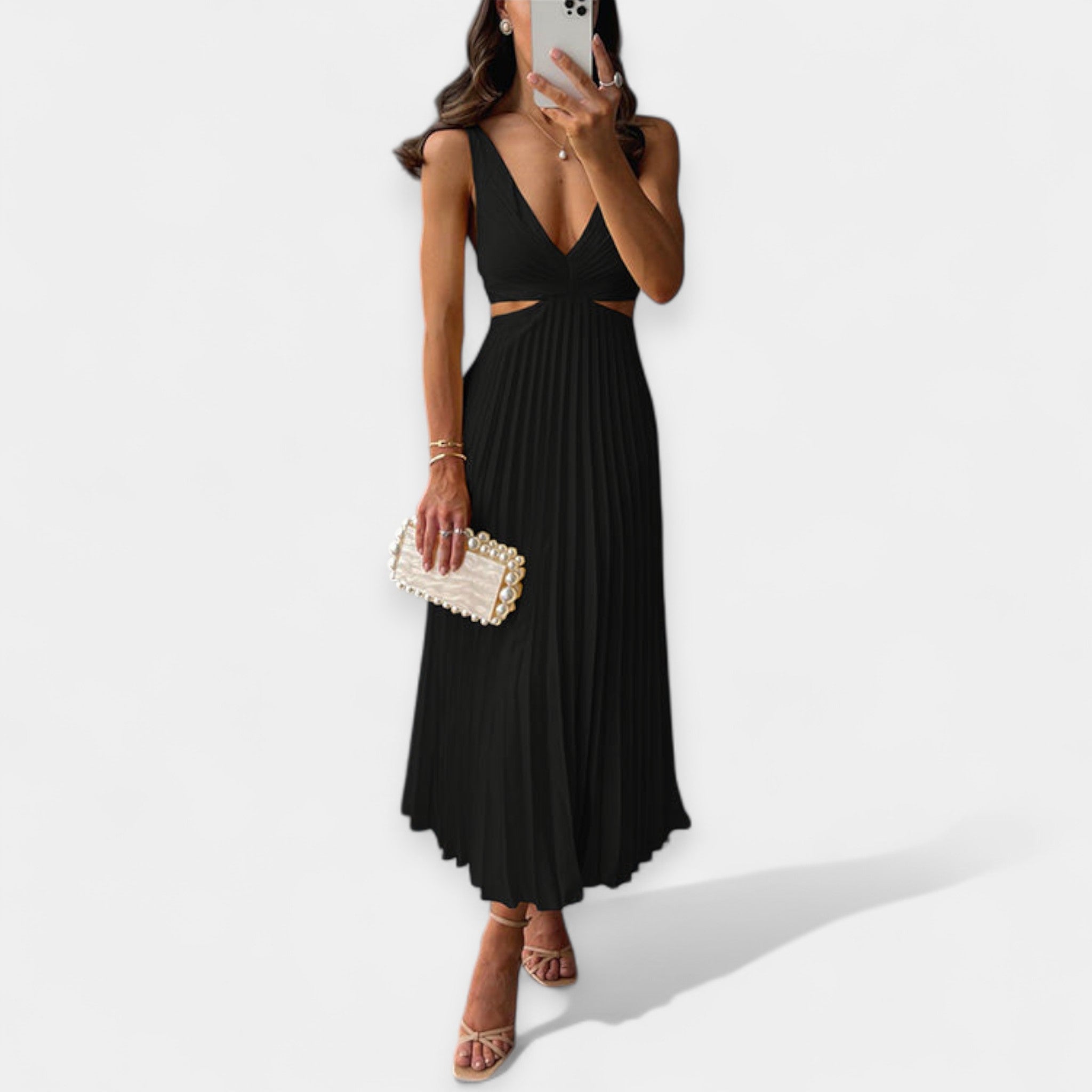 Rochie plisată lungă și vaporoasă
