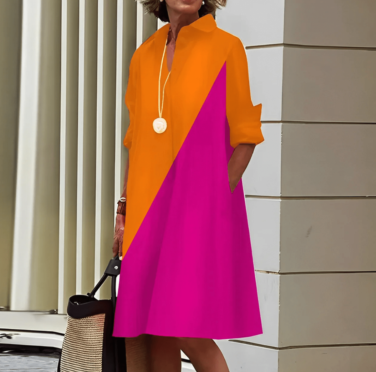 Breathable Stretch Fit Polo Midi Dress