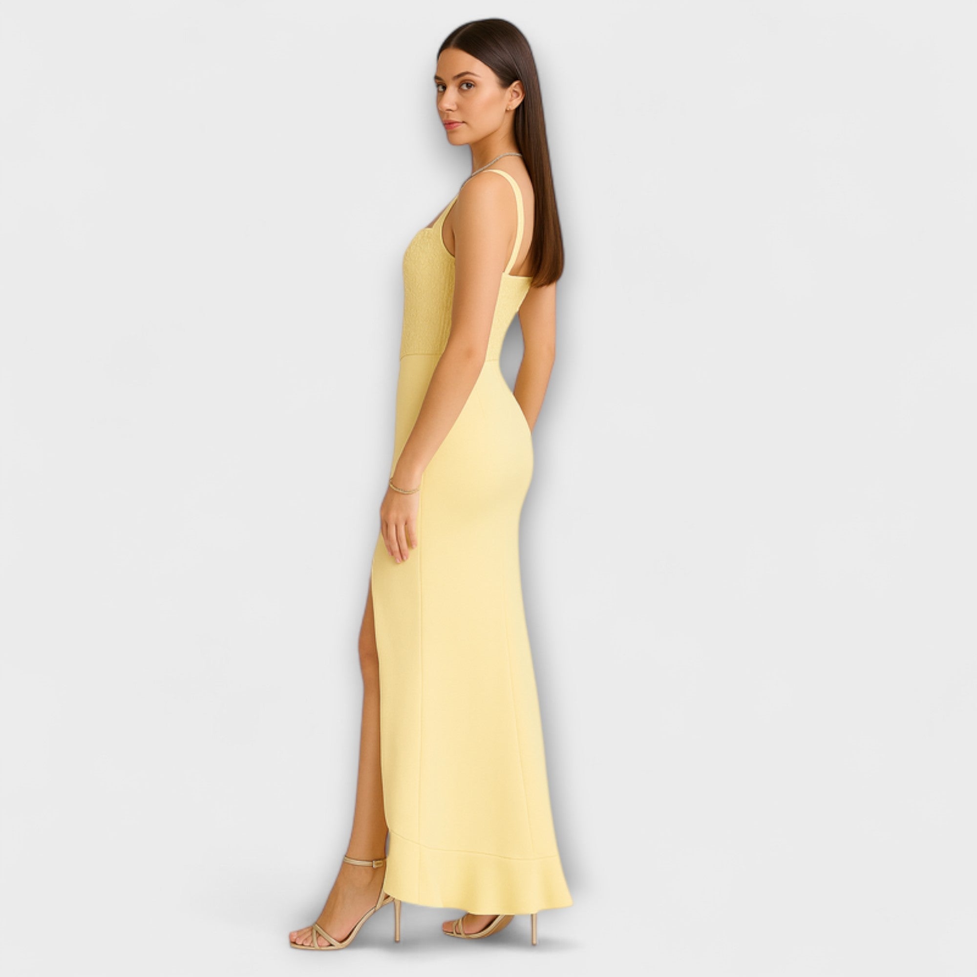 Natália – Satin Corset Ruffle Dress