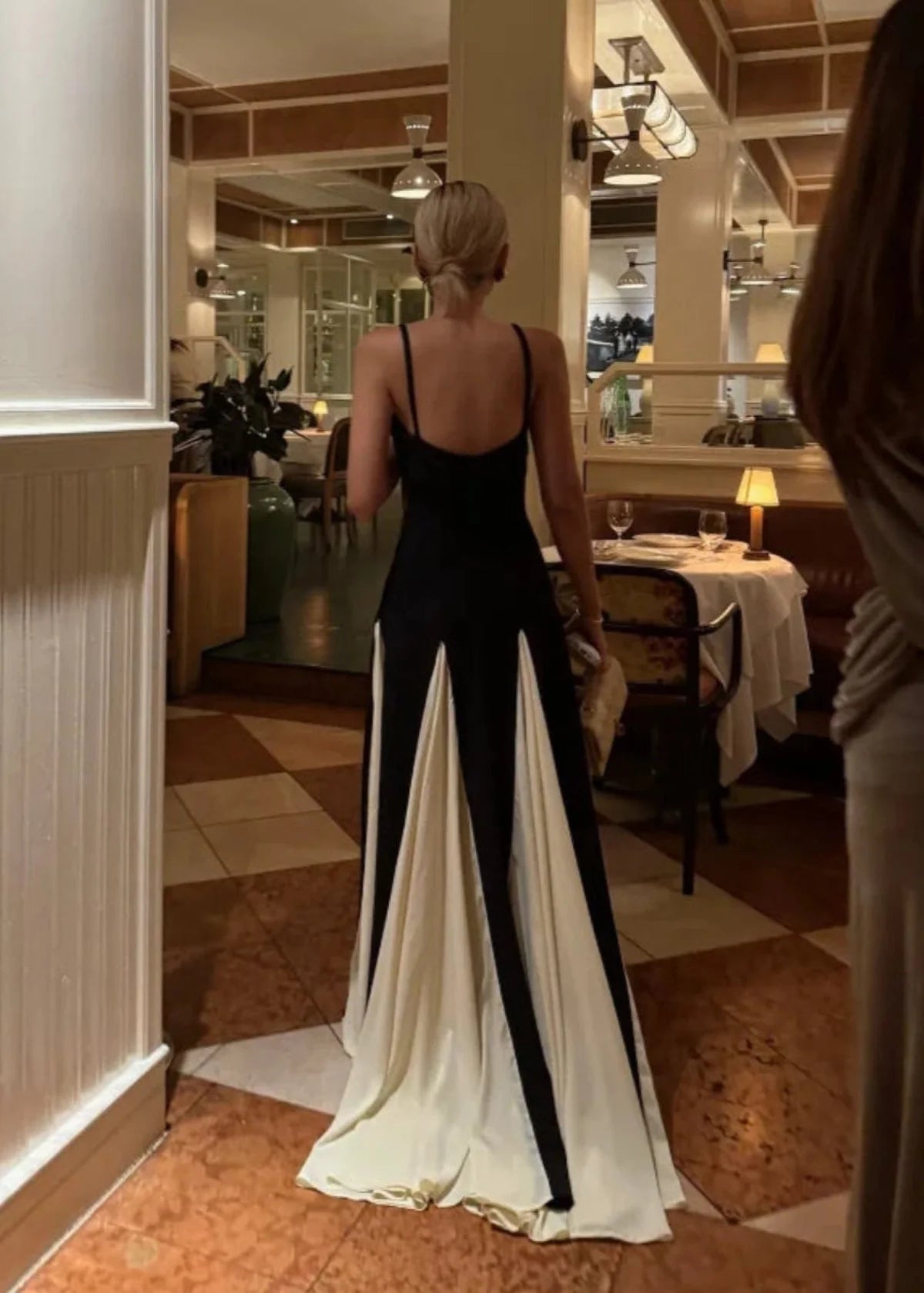 Color Block Spaghetti Strap Maxi Dress