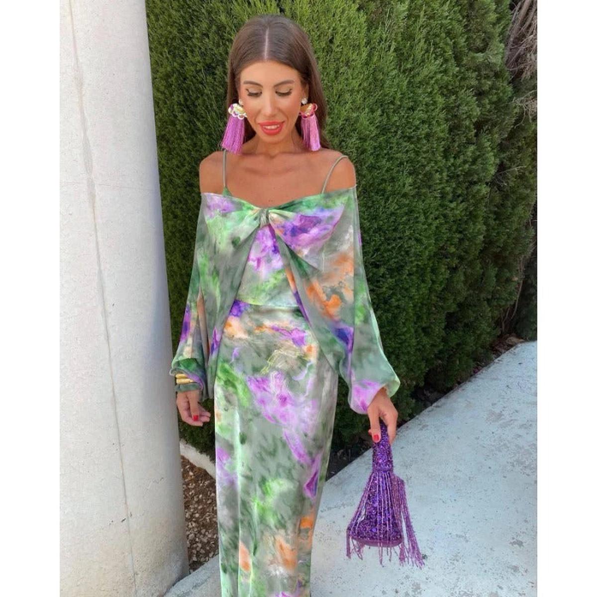 Colorful Maxi Dress With Detachable Scarf