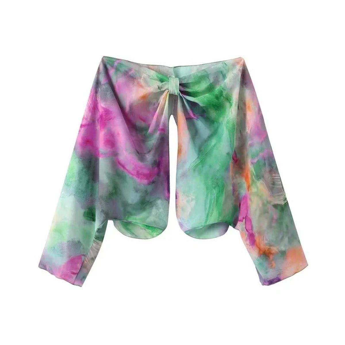 Colorful Maxi Dress With Detachable Scarf