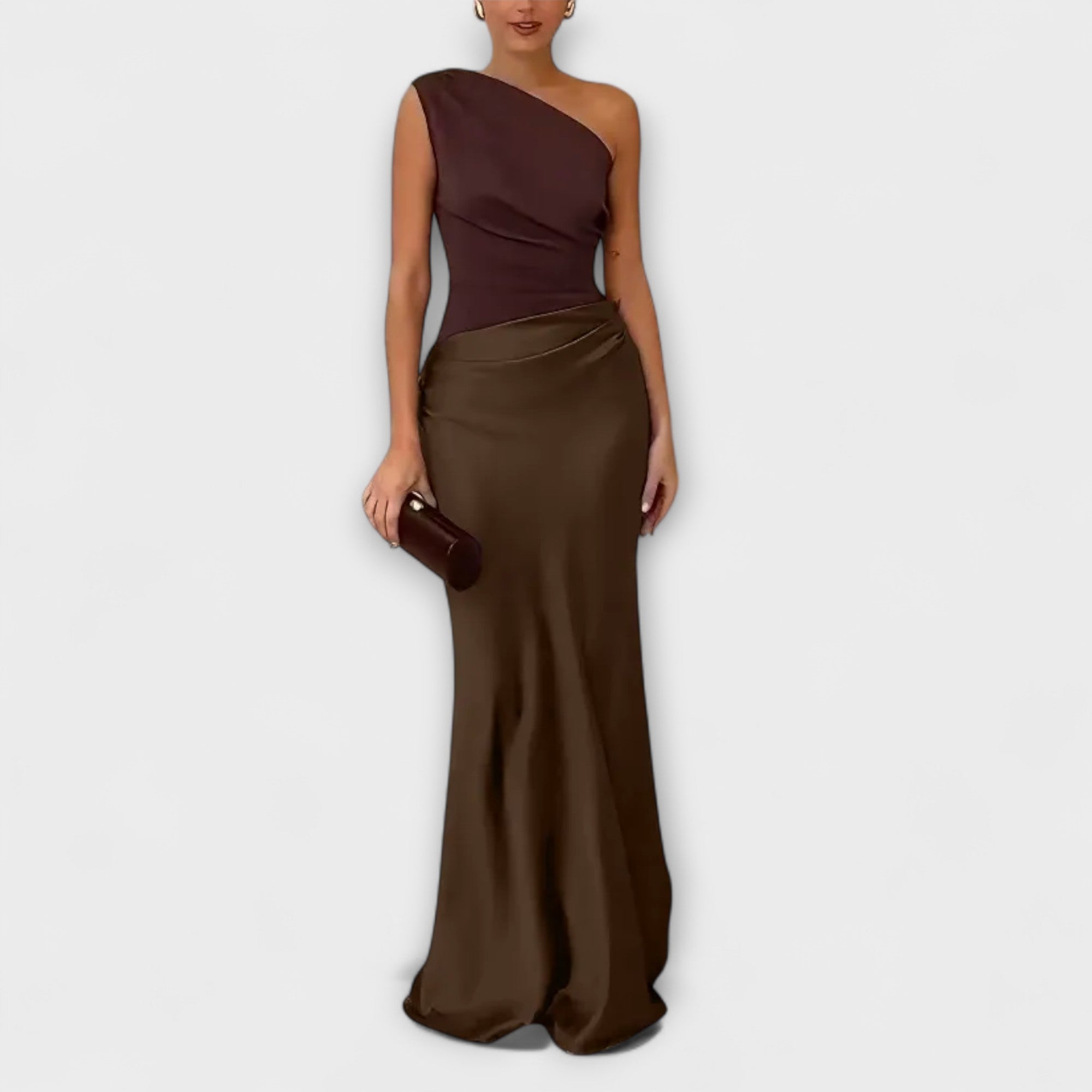 Rochie lungă elegantă, cu un umăr