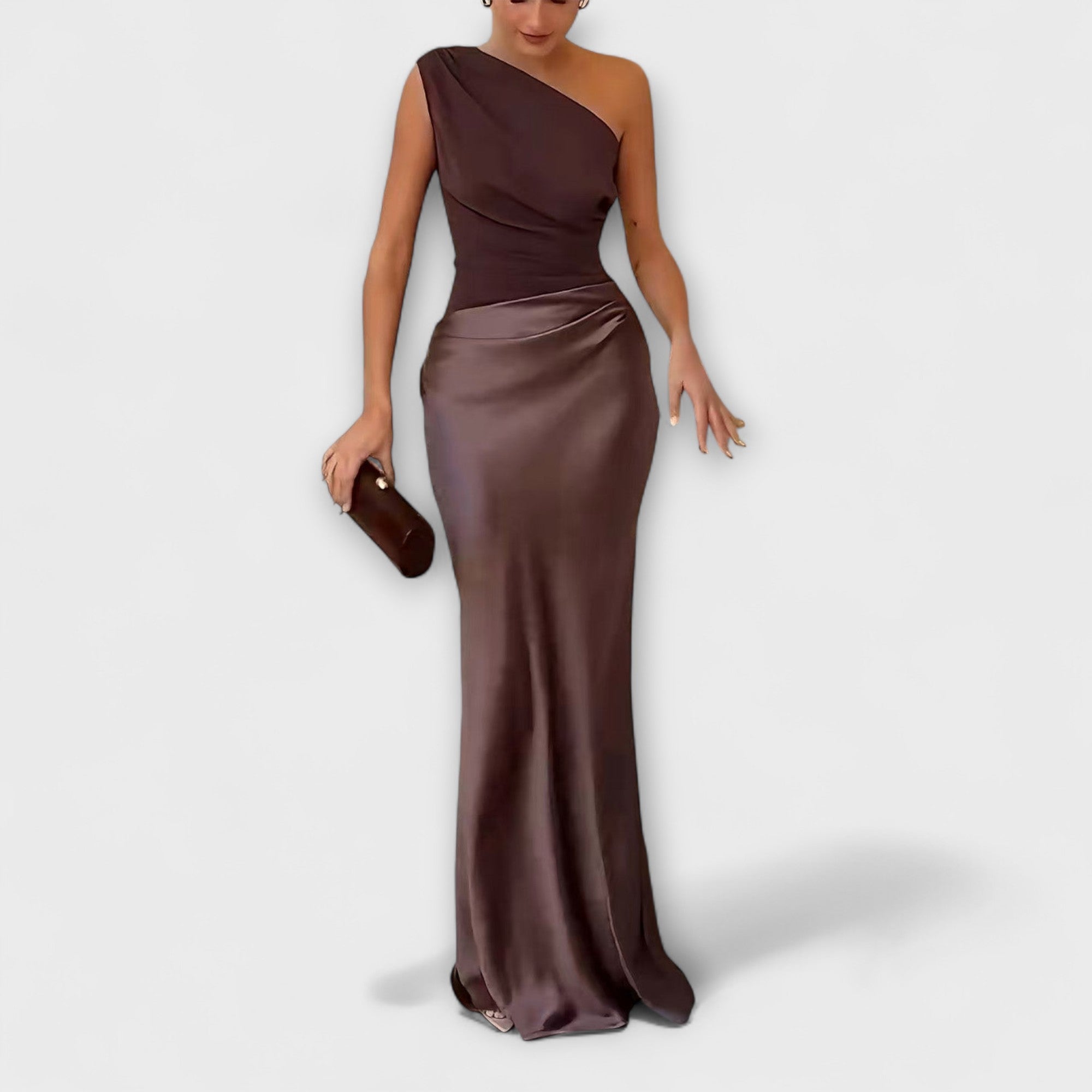 Rochie lungă elegantă, cu un umăr