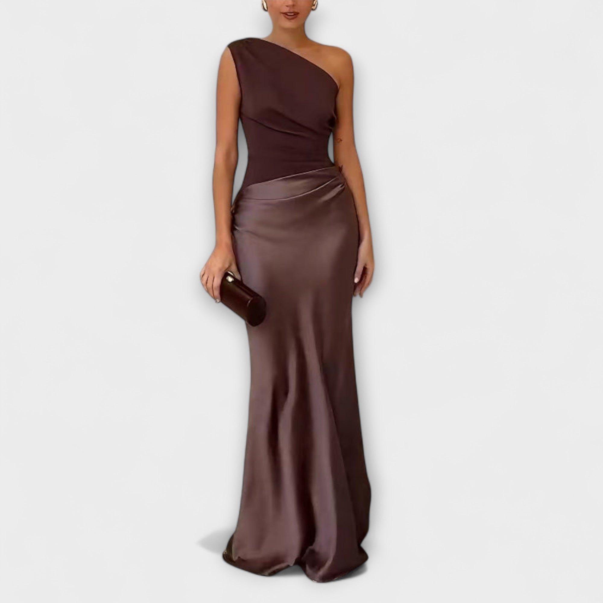Rochie lungă elegantă, cu un umăr