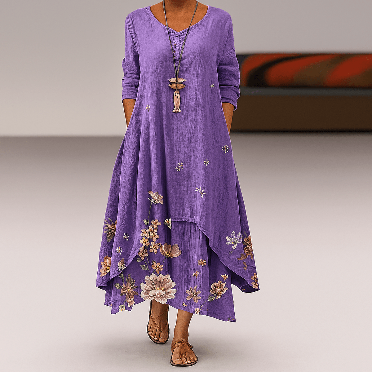 Eco-Friendly A-Line Dress With Defined Waist