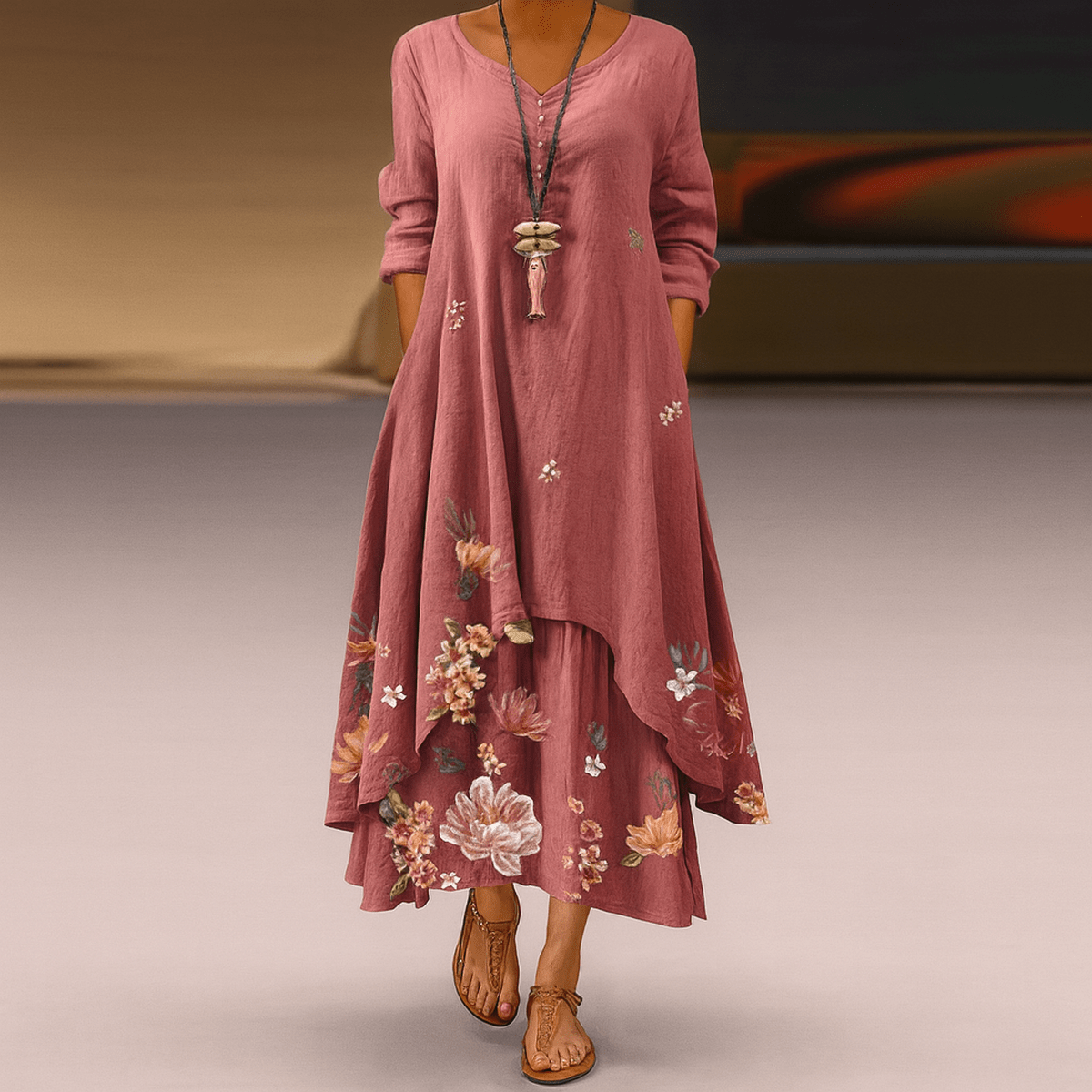 Eco-Friendly A-Line Dress With Defined Waist