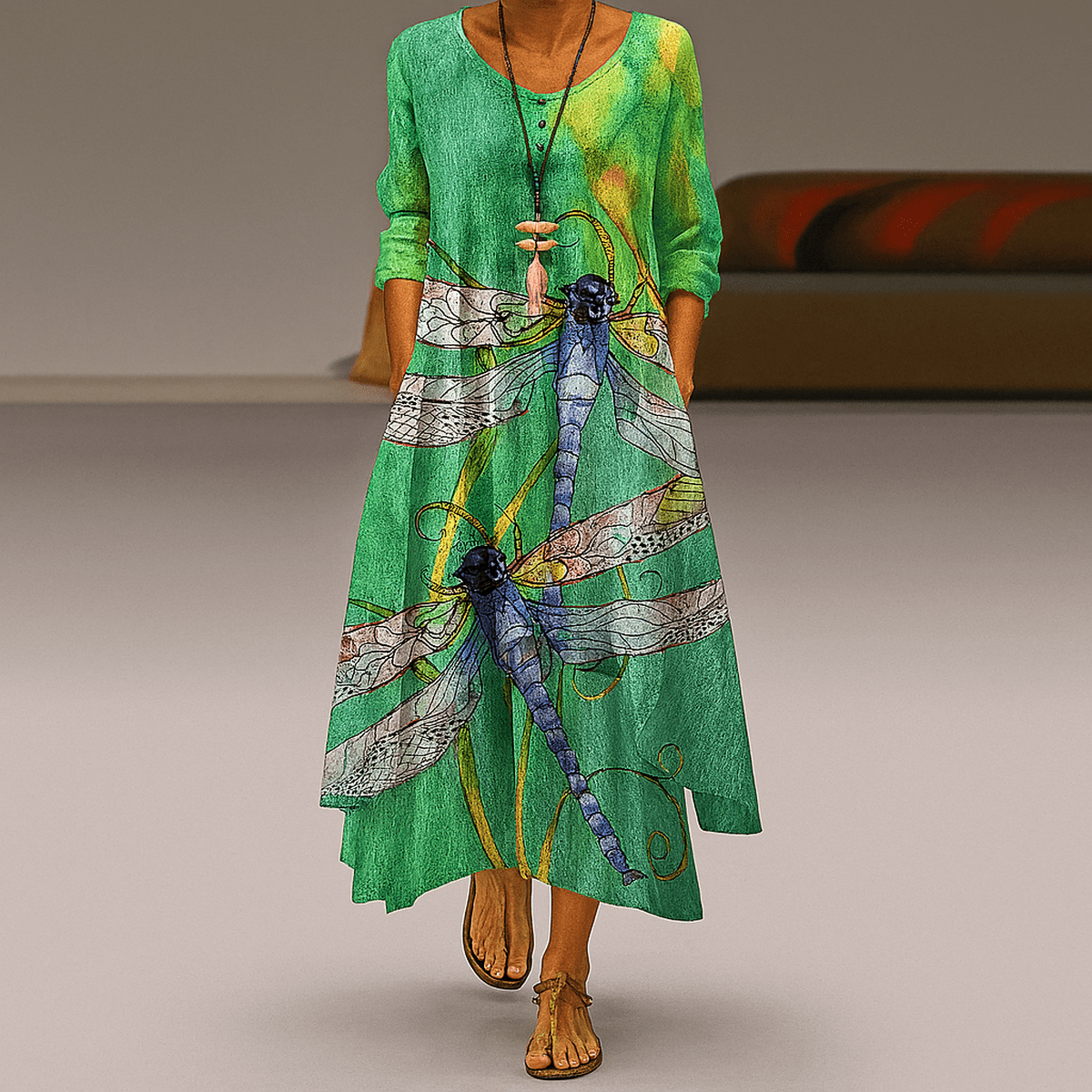 Eco-Friendly A-Line Dress With Defined Waist