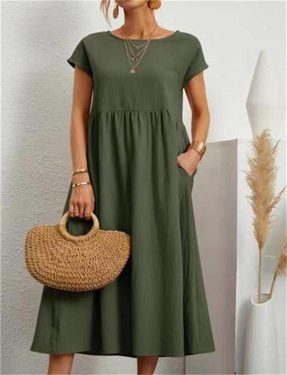 Elegant Summer Dress For Women - Breathable Cotton Polyester, Versatile Chic Style