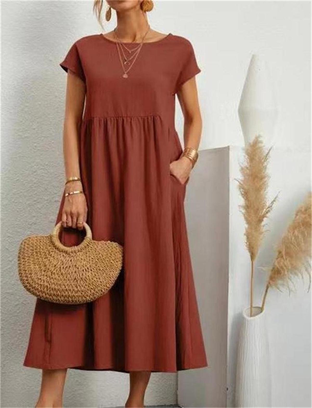 Elegant Summer Dress For Women - Breathable Cotton Polyester, Versatile Chic Style
