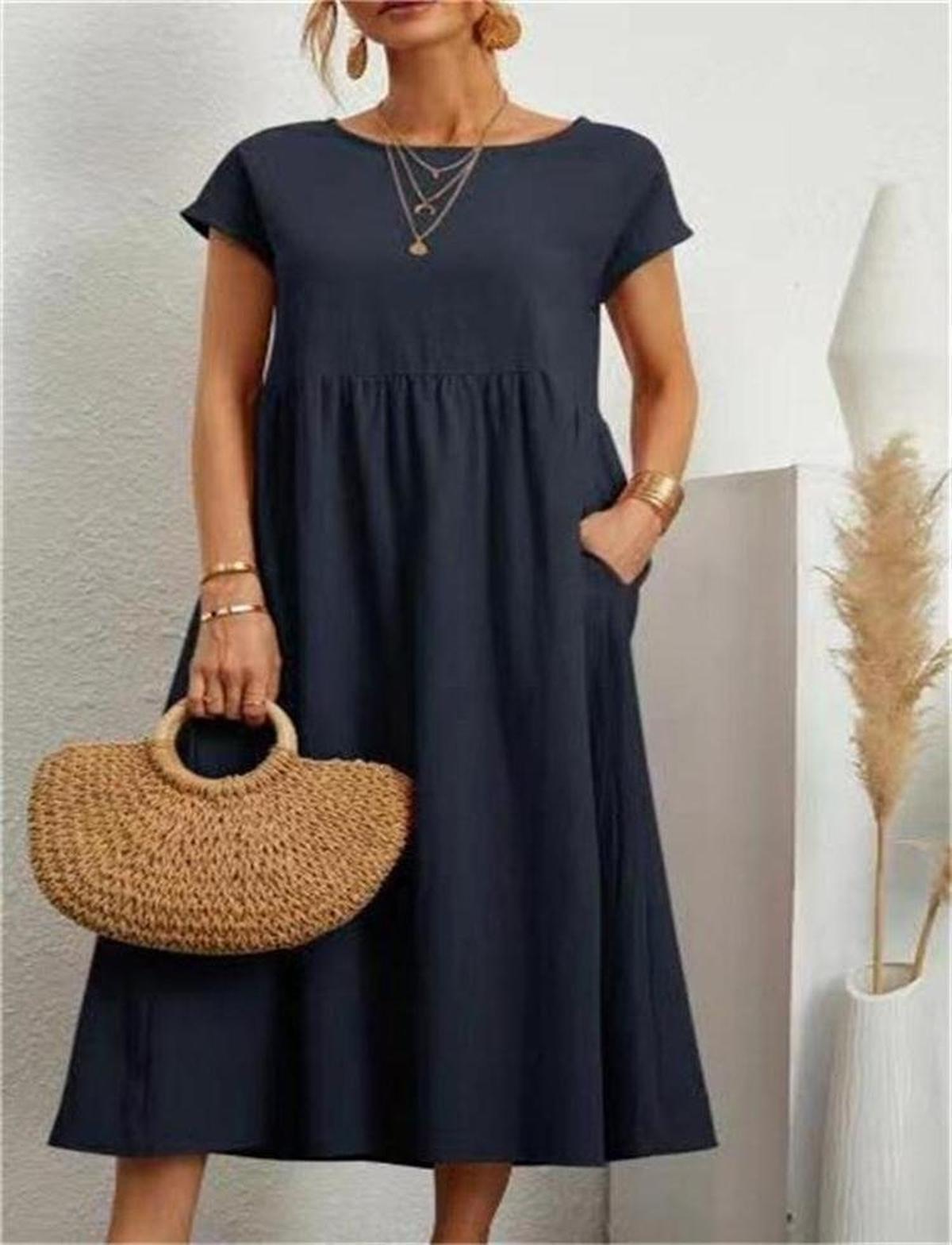 Elegant Summer Dress For Women - Breathable Cotton Polyester, Versatile Chic Style