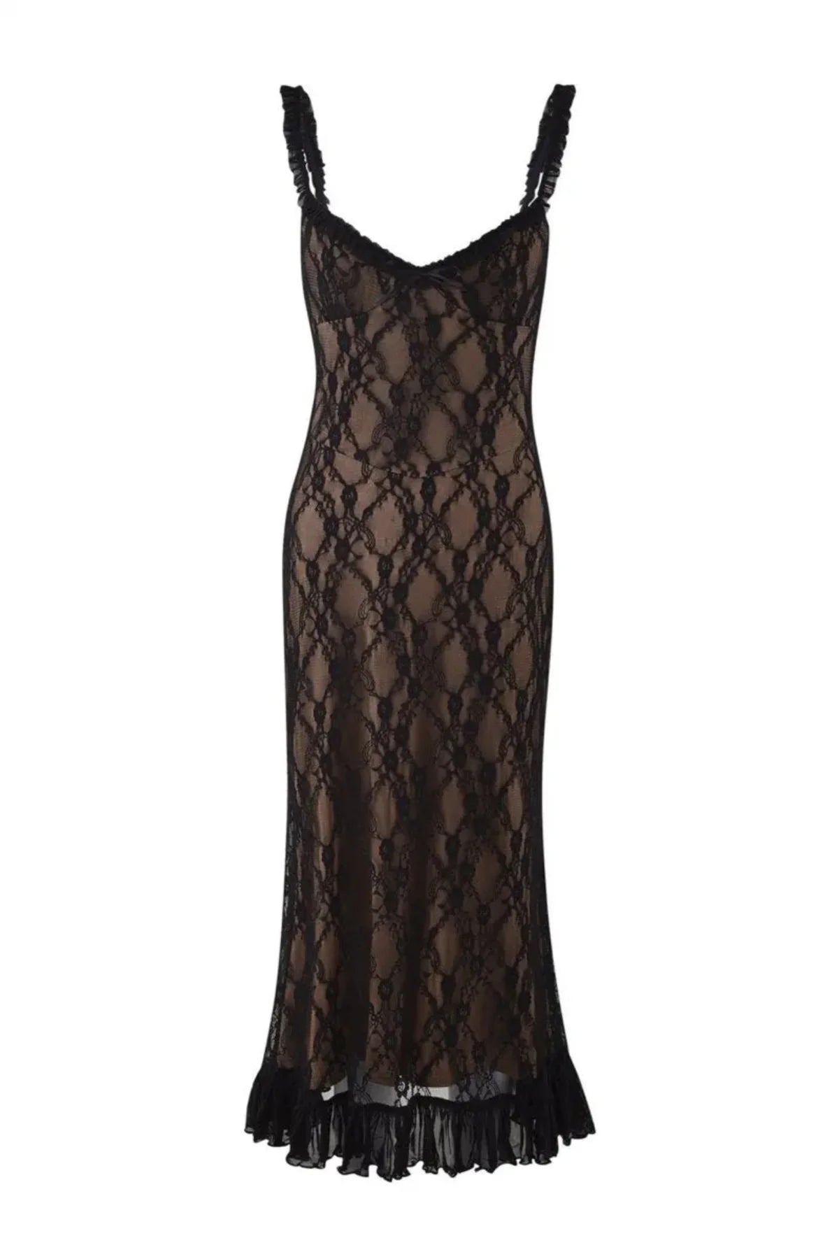 Lace Patchwork Cami Midi Dress