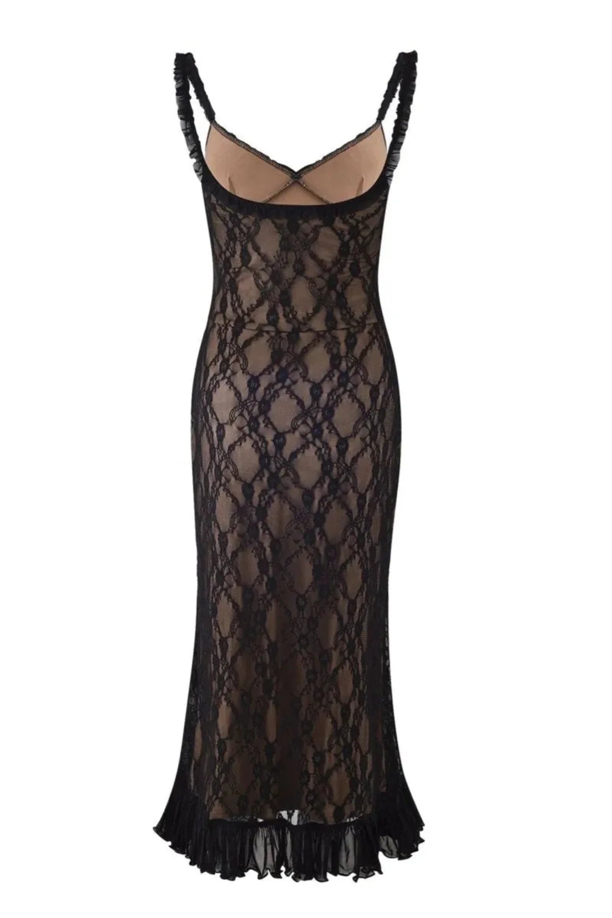 Lace Patchwork Cami Midi Dress