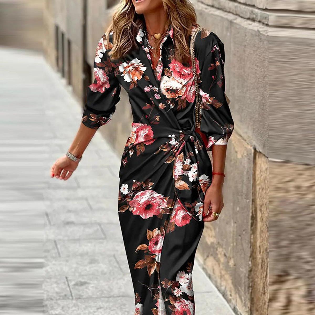Lightweight Rayon Summer Wrap Dress With Collar