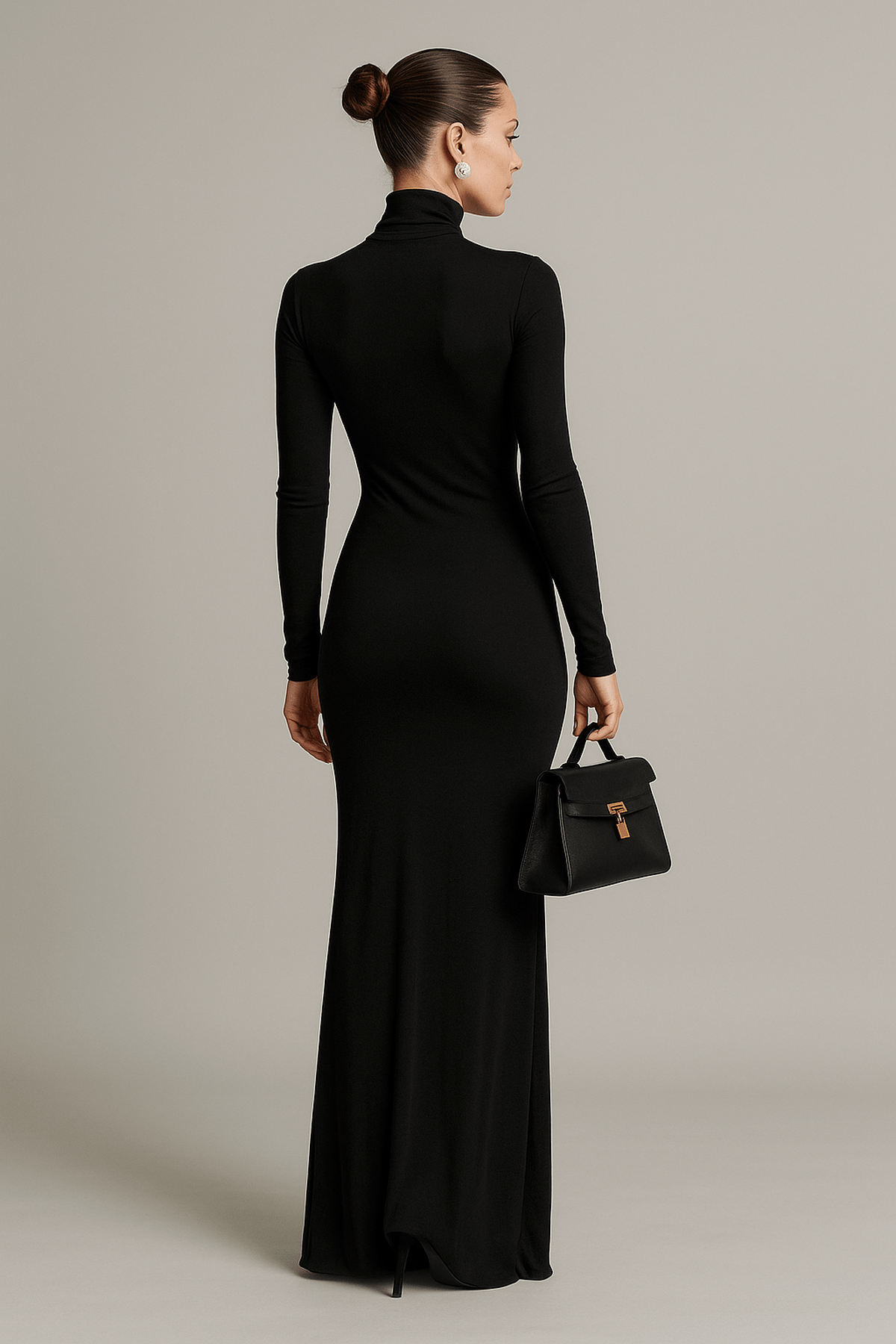 Long‑Sleeve Turtleneck Maxi Dress