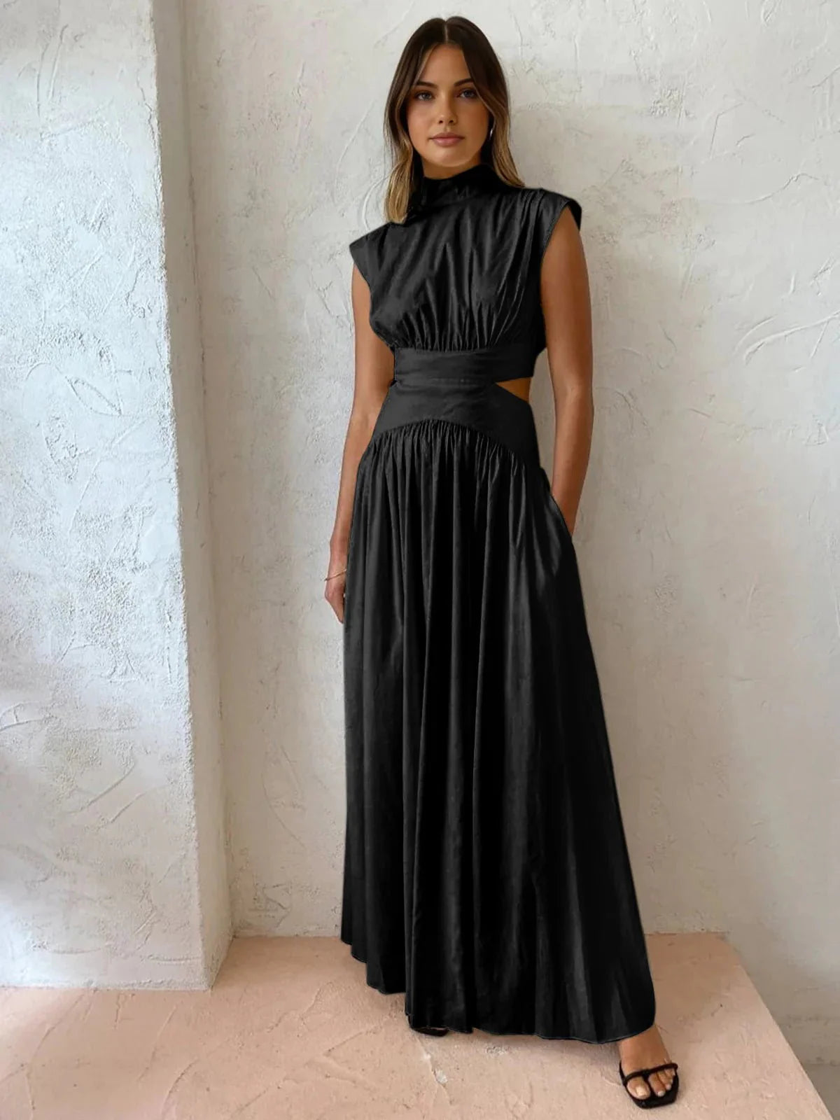 Mock Neck Cut Out Maxi Dress