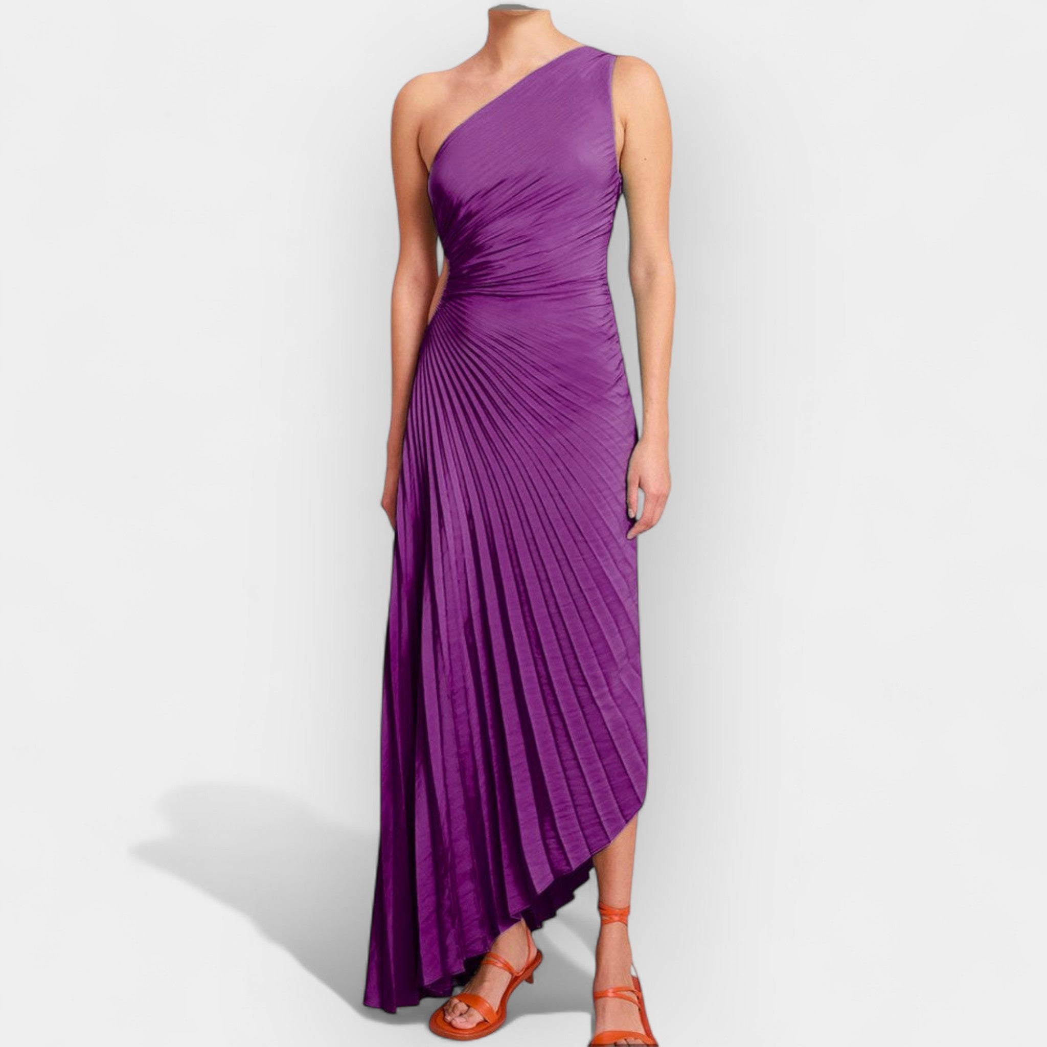 Rochie midi plisată cu un umăr – elegantă și rafinată
