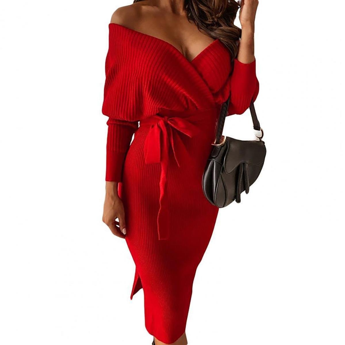 Off-Shoulder Short Dress With Self-Tie Waist For Women