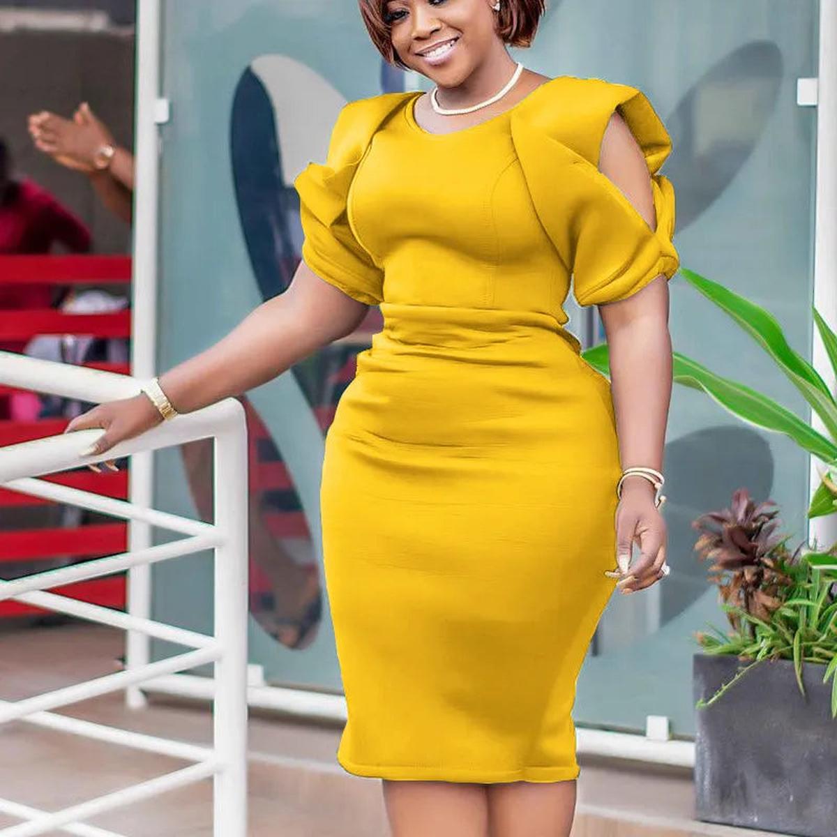 Plus Size Short Puff Sleeve Dress