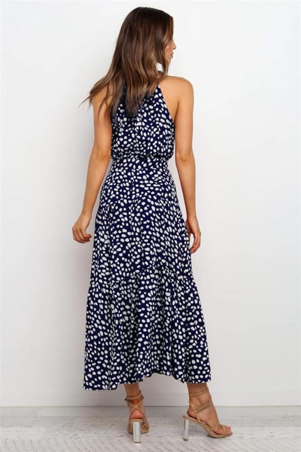 Polka Dot Halter Midi Sundress